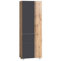 Hochschrank "Varese" in grau/wotaneiche - Eiche Wotan/Grau, MODERN, Holzwerkstoff (65/180/35cm) - Held
