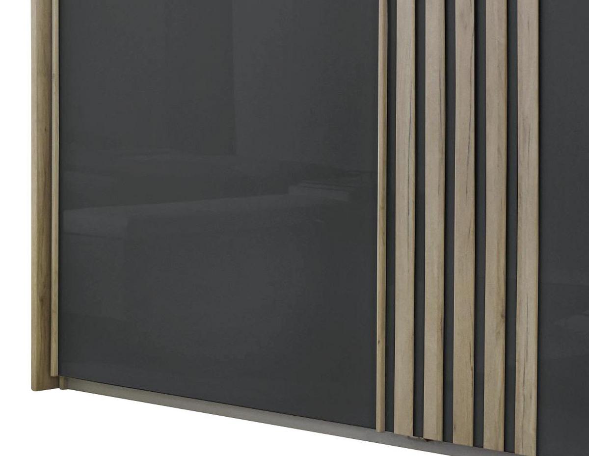 Ormar S Kliznim Vratima Mosbach - siva/boje hrasta, Design, staklo/drvni materijal (226/210/62cm) - MID.YOU