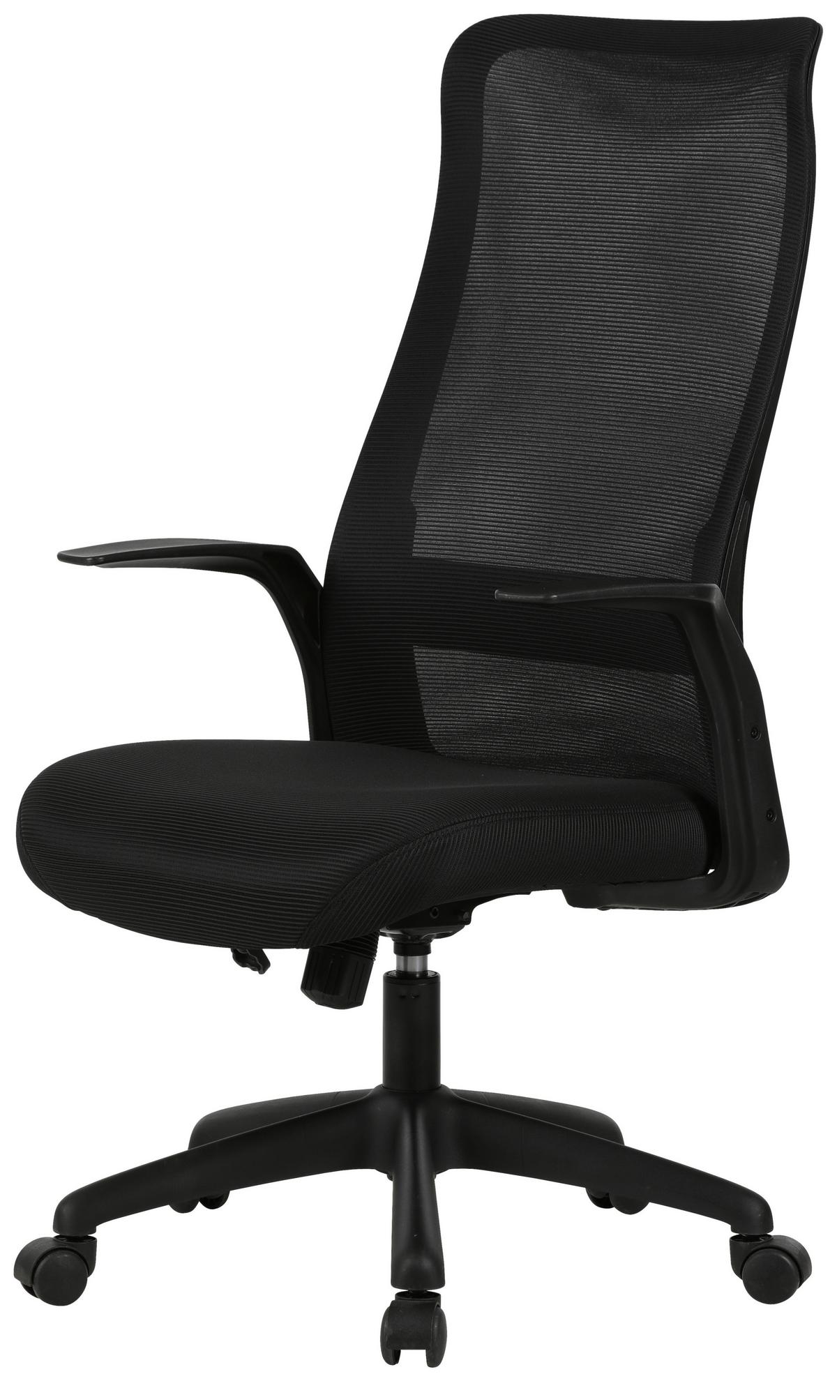 DREHSTUHL MILA - Schwarz, Design, Kunststoff/Textil (61/110/117,5/66cm) - Bassetti