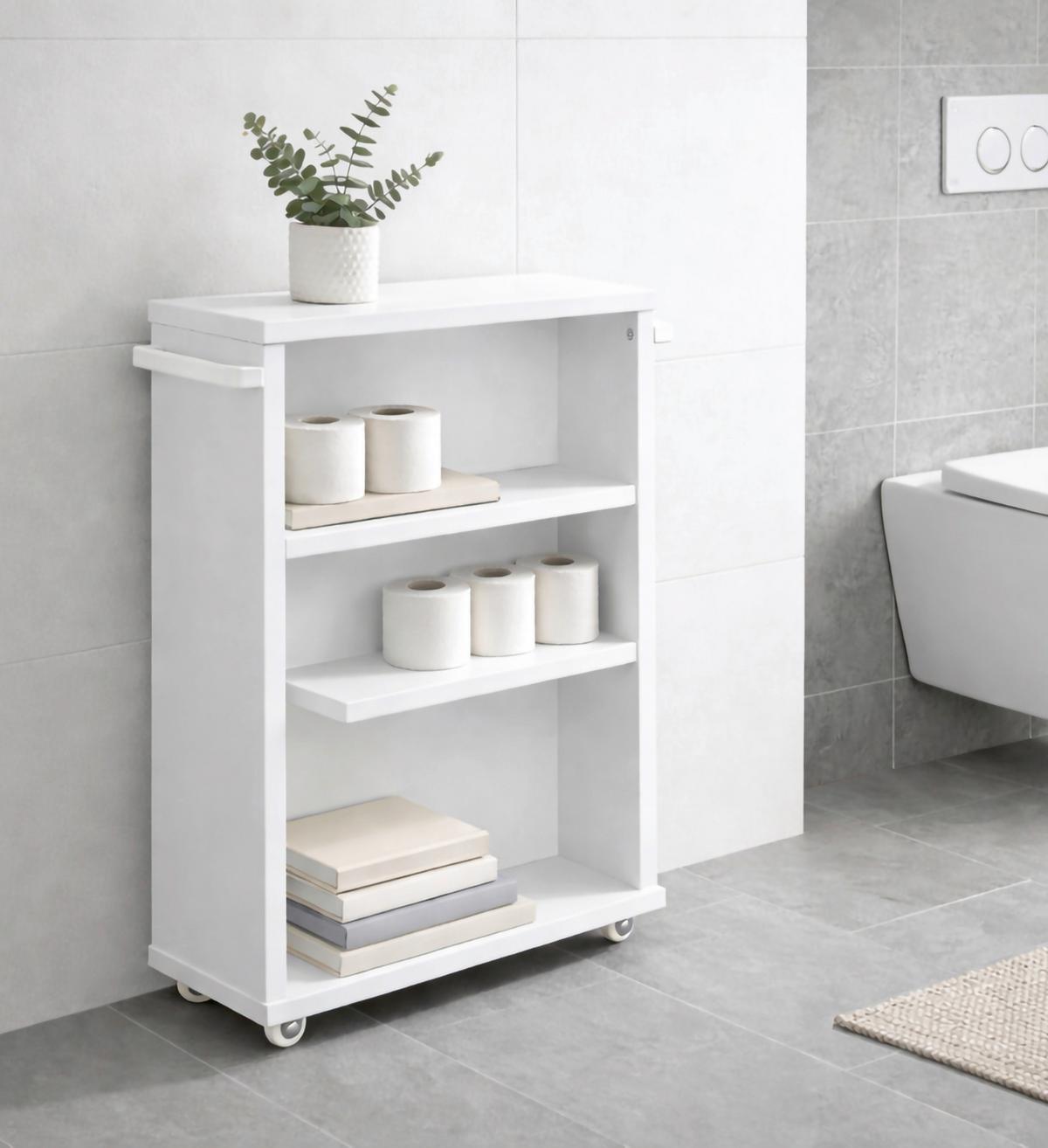 Midischrank Nilari - Weiss/Silberfarben, Trend, Holzwerkstoff/Kunststoff (20/61/45cm) - MID.YOU