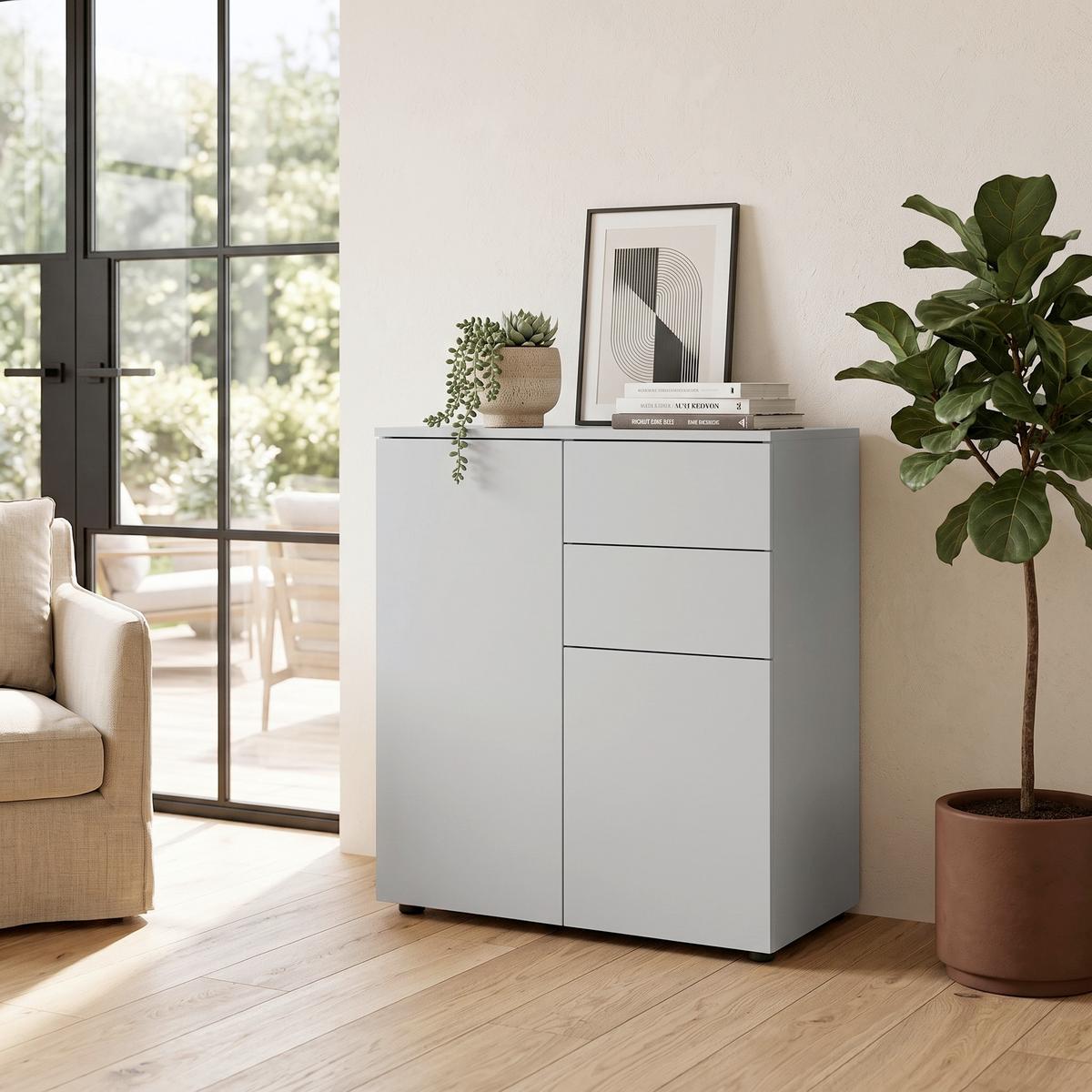 Kommode DALOSA Weiß ca. 70x77x39 cm - Anthrazit/Weiß, MODERN, Holzwerkstoff/Kunststoff (70/77/39cm) - MID.YOU