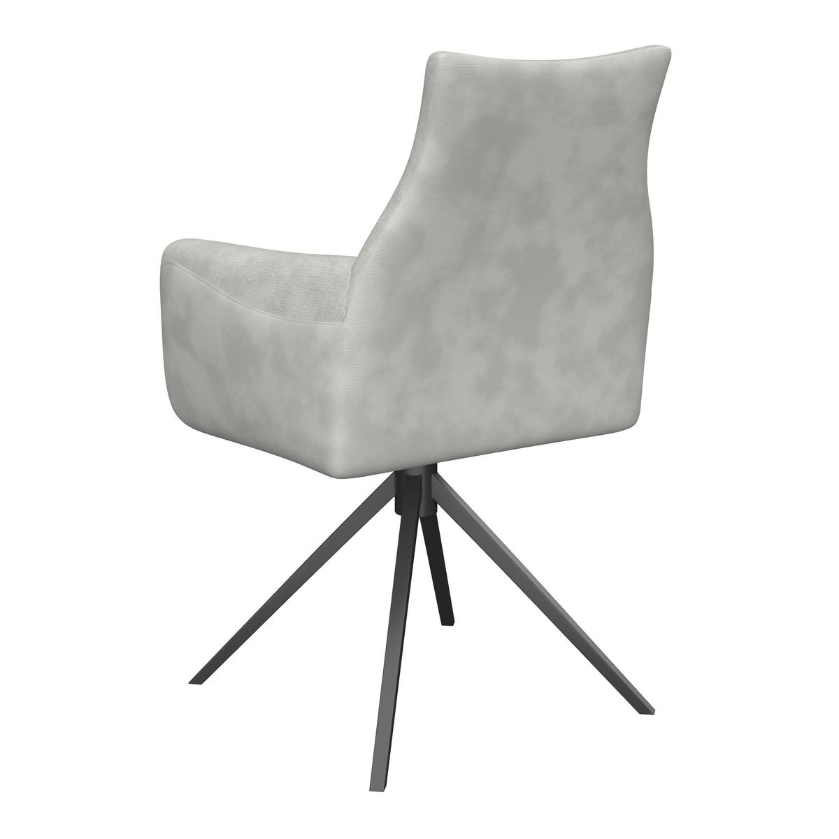 Armlehnstuhl Malina Hellgrau Webstoff Drehbar Gepolstert - Hellgrau/Schwarz, MODERN, Holz/Textil (63/85,5/66,5cm) - Bessagi Home