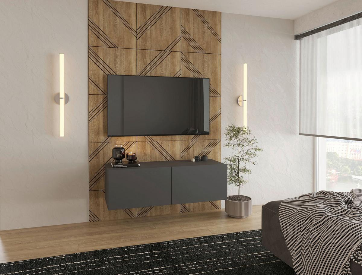 KOMODA NISKA NEWNIQ - antracytowy, Design, materiał drewnopochodny (240/36,7/45cm) - Hom`in