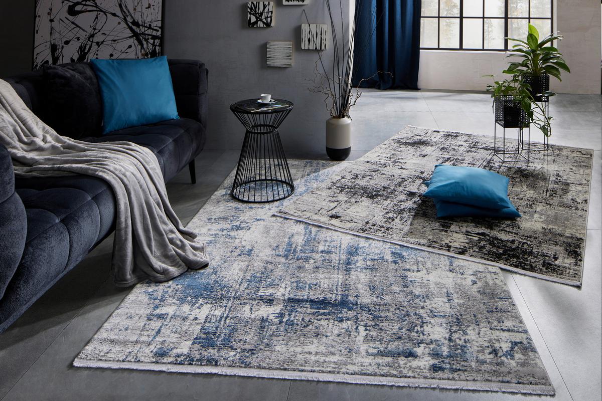 Webteppich Malik 1 in Schwarz ca. 80x150cm - Anthrazit/Schwarz, MODERN, Textil (80/150cm) - Mömax