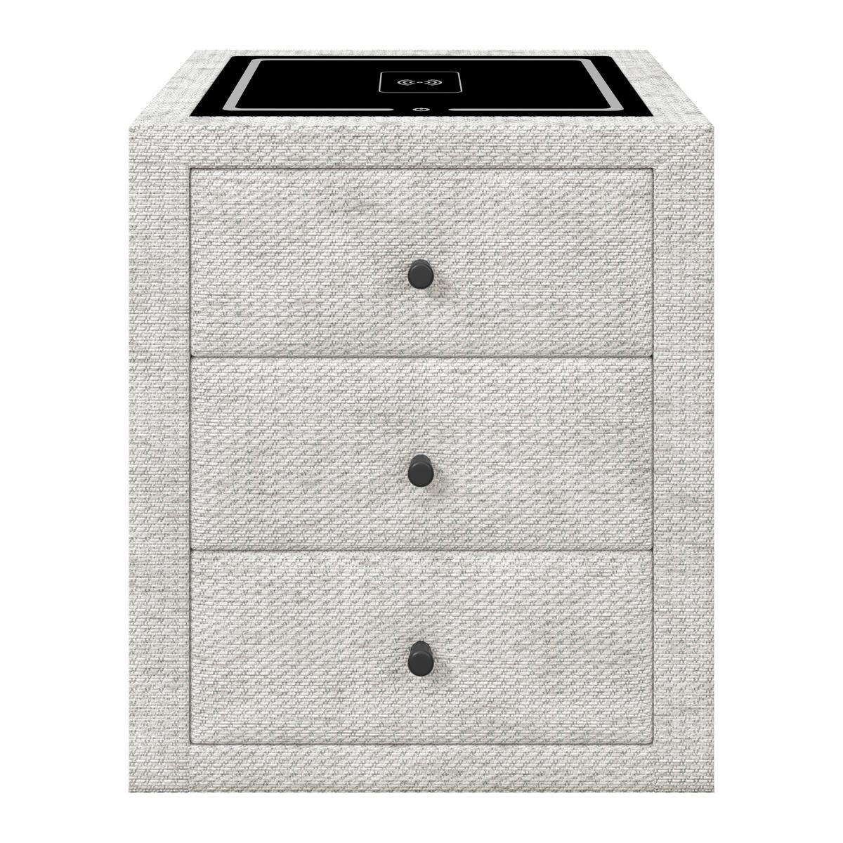 Noćni Stočić Brisbane Ii - crna/krem, Trendi, staklo/tekstil (49,5/56,5/46cm) - Premium Living