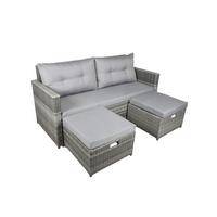 Loungesofa Malta Grau - Schwarz/Grau, Basics, Kunststoff/Textil (180/86/135cm) - Gardenson