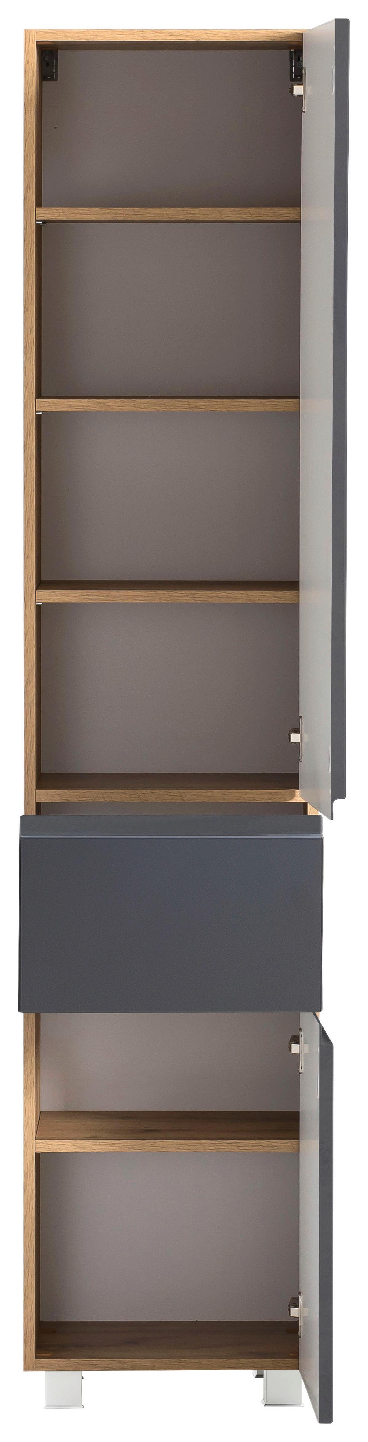 Hochschrank Varese ca. 40x180 cm Grau/Eiche - Eiche Wotan/Grau, MODERN, Holzwerkstoff (40/180/35cm) - Held