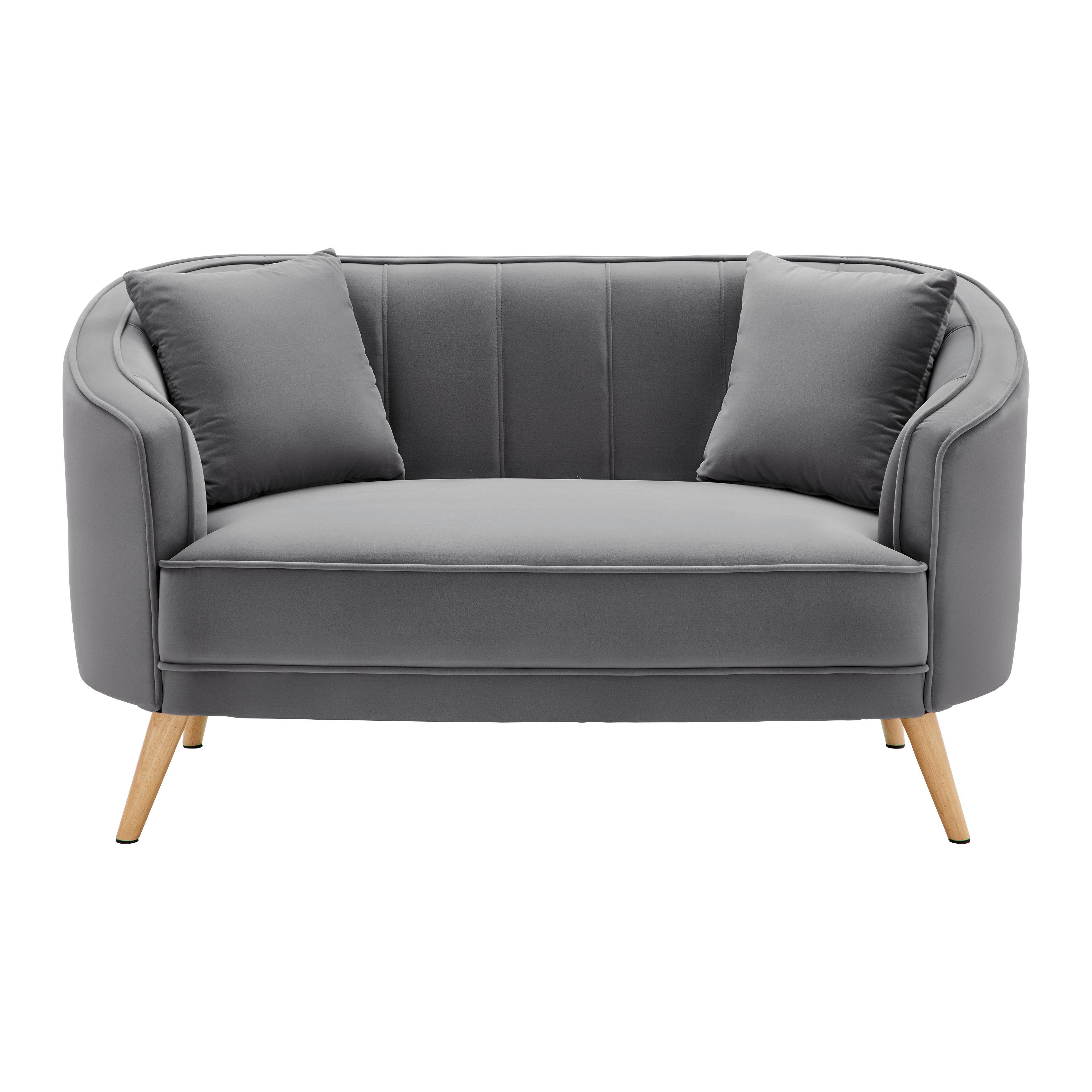 Canapea cu 2 locuri HOPE - gri, Modern, lemn/textil (141/77/73cm) - Bessagi Home