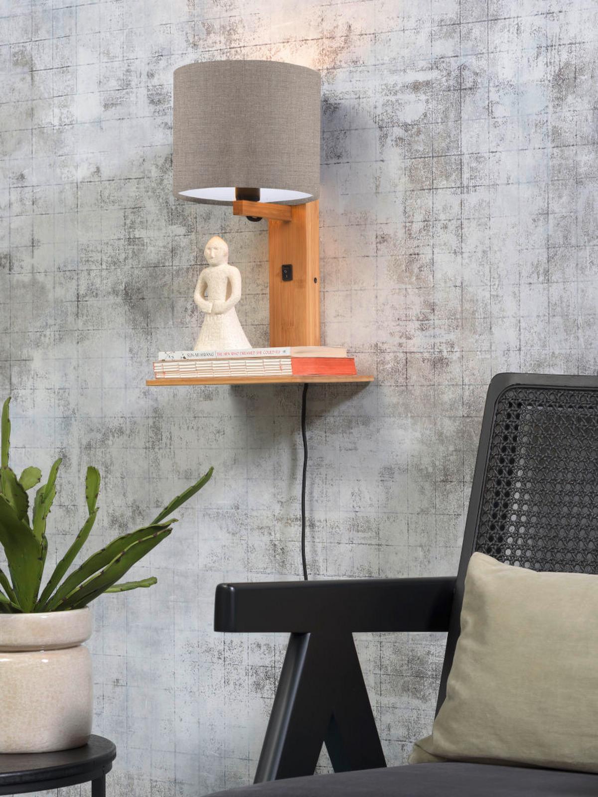 Stenska Svetilka Andes, Naravna Barva, Bambus - naravne barve, Trend, tekstil/les (19/24/36cm) - Good & Mojo