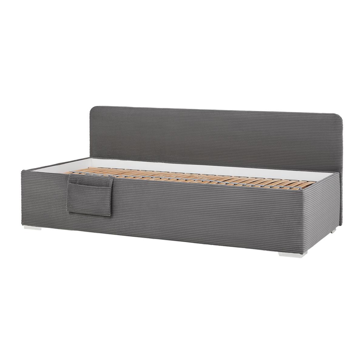 Bett Remi Grau ca. 90x200cm - Chromfarben/Naturfarben, KONVENTIONELL, Holz/Kunststoff (90/200cm) - Mömax