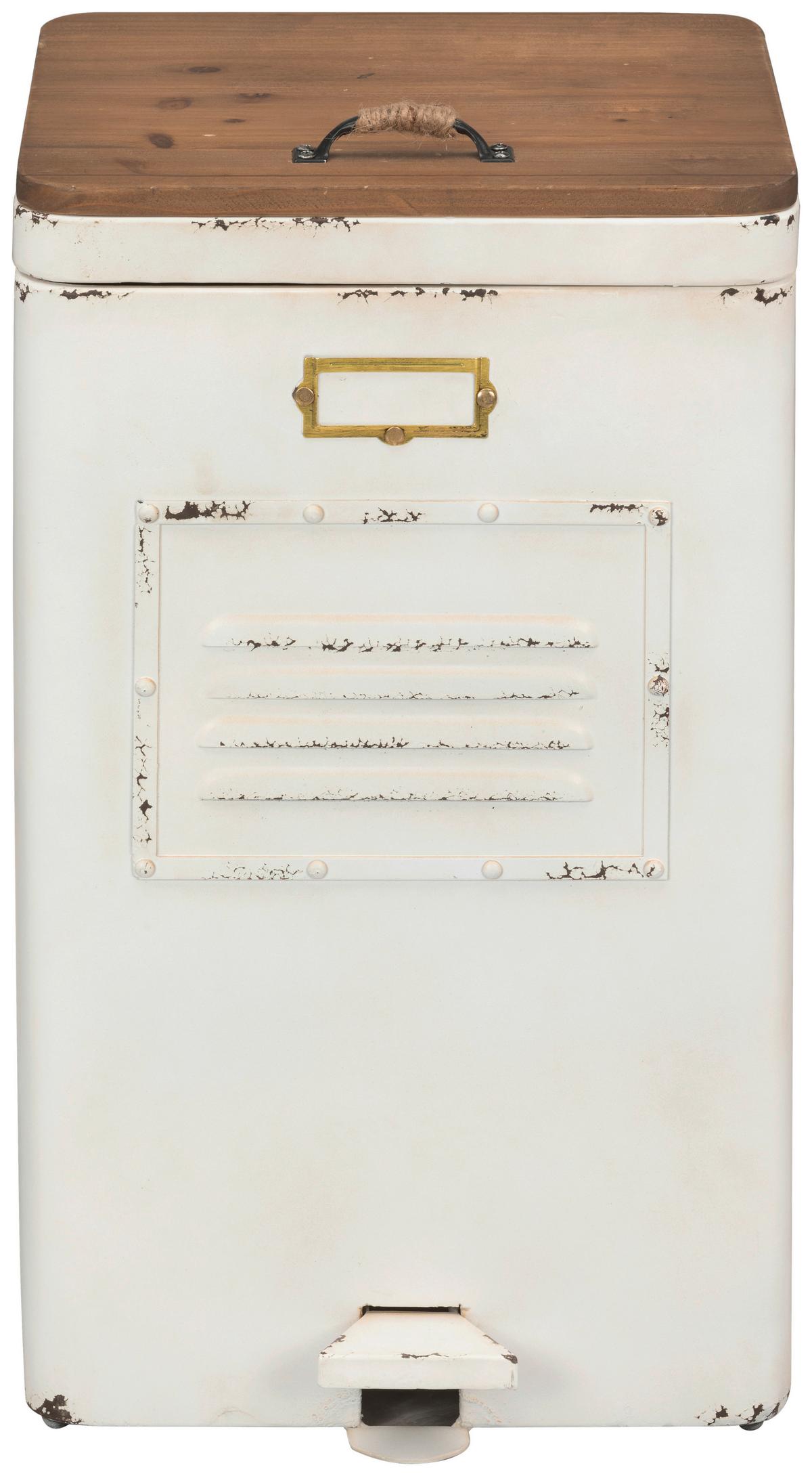 KOSZ NA ODPADY OFFICE - kolor naturalny/biały, Konventionell, metal/drewno (35/63/45.5cm) - Livetastic