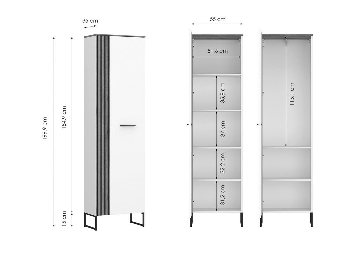 Ormar Za Cipele Aladin - bijela/boje hrasta, Moderno, drvni materijal/metal (55/199,9/35cm) - Modern Living