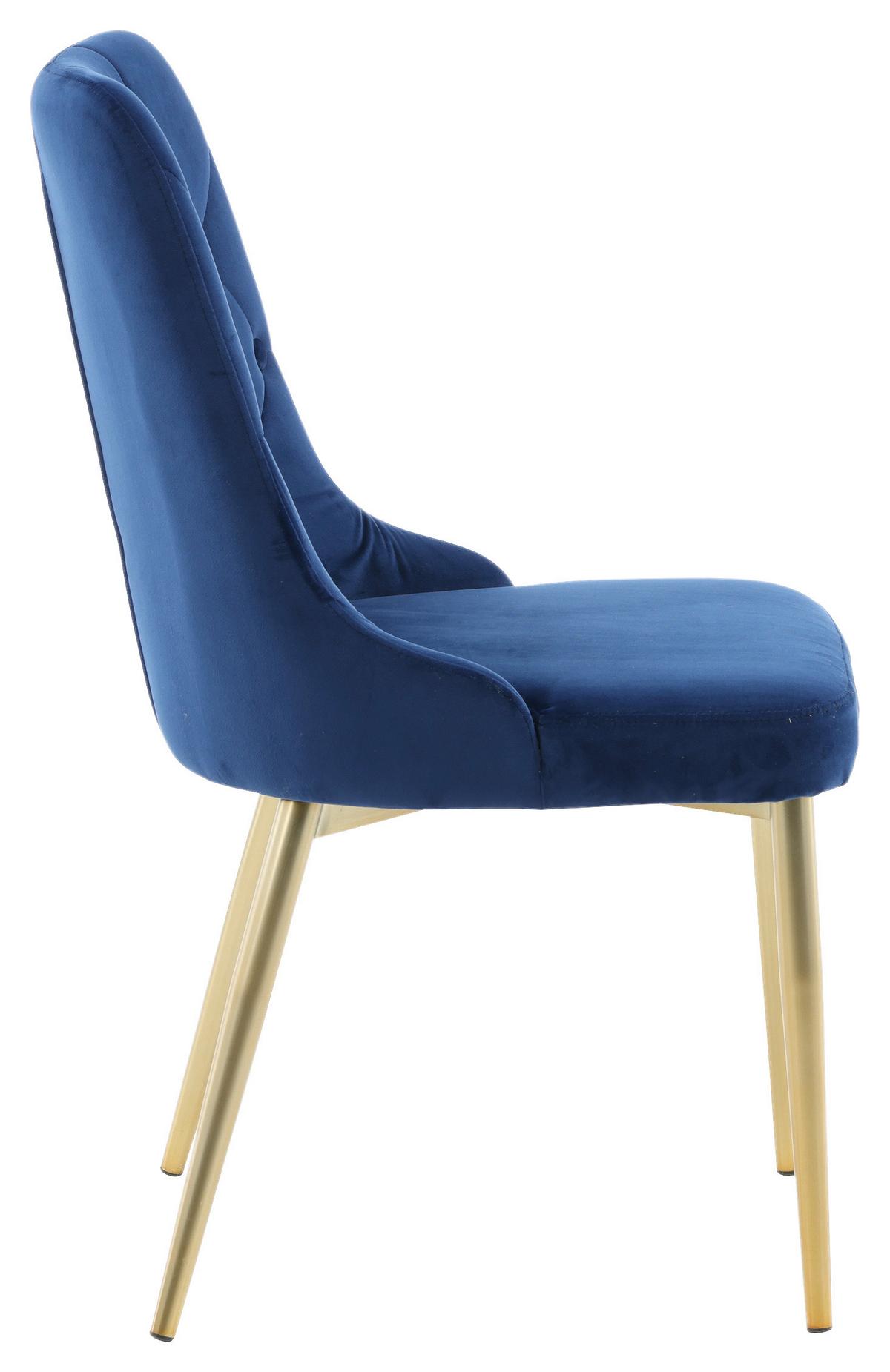 STUHL-SET VELVET DELUXE - Blau/Goldfarben, Design, Kunststoff/Textil (50/88.5/66cm) - Livetastic