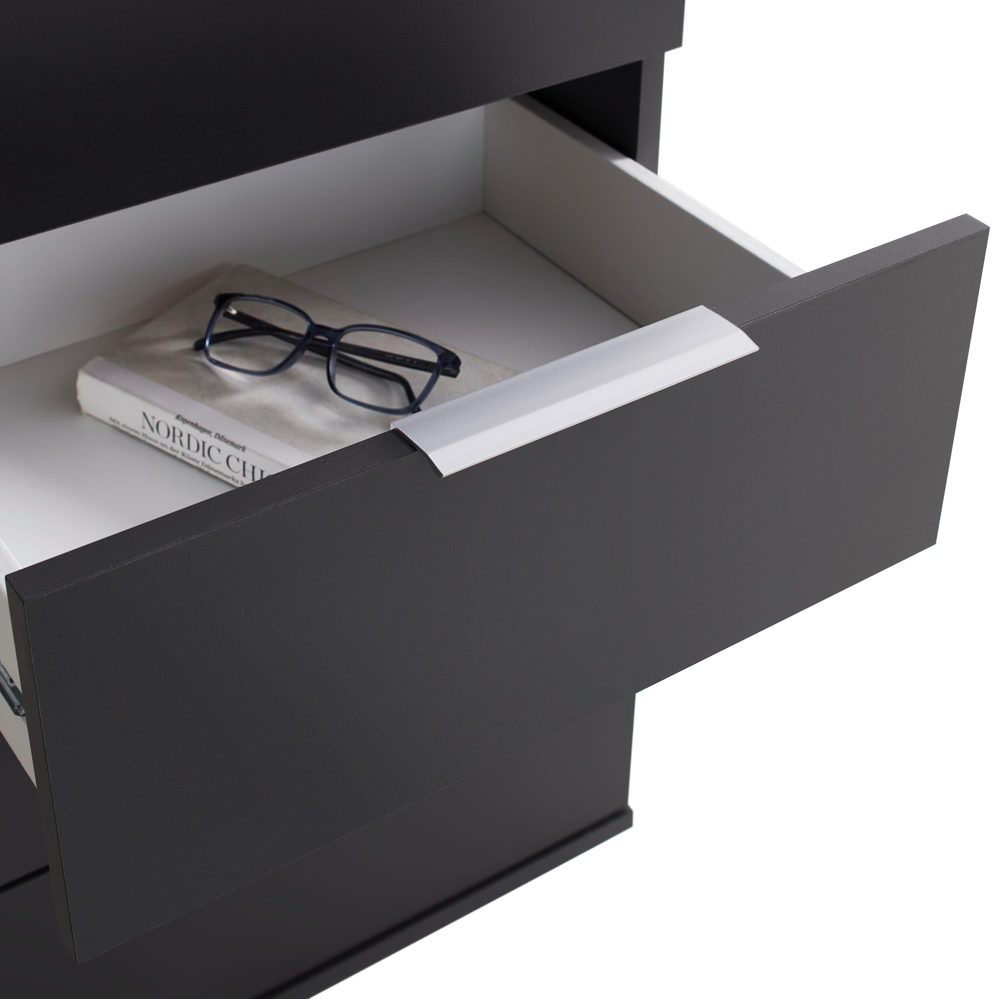 SÄNGBORD CUATRO - silver/antracit, Klassisk, trämaterial/plast (46/79/42cm) - Modern Living