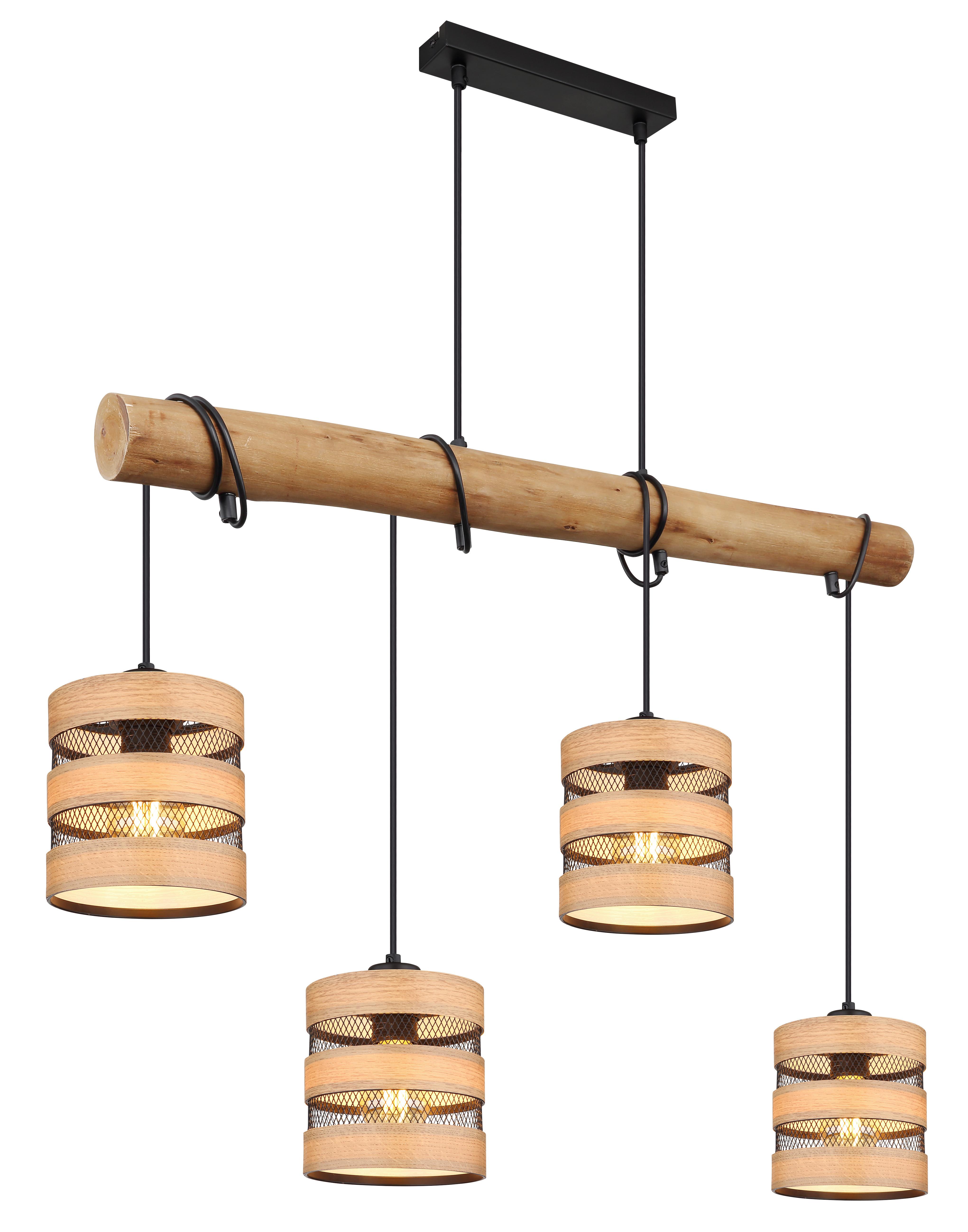 Hängeleuchte Soeni in Schwarz/Braun max. 40 Watt - Dunkelbraun/Schwarz, Design, Holz/Holzwerkstoff (85/15/120cm) - Globo