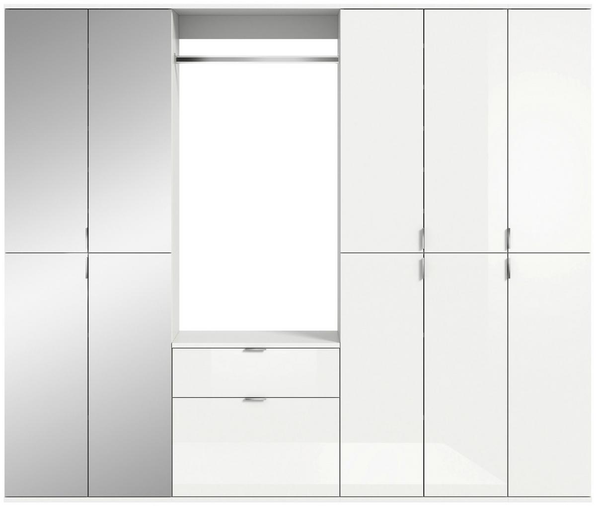 Garderobe Projekt X ca. 213x193 cm Weiß - Weiß Hochglanz, MODERN, Glas/Holzwerkstoff (213/193/34cm) - MID.YOU