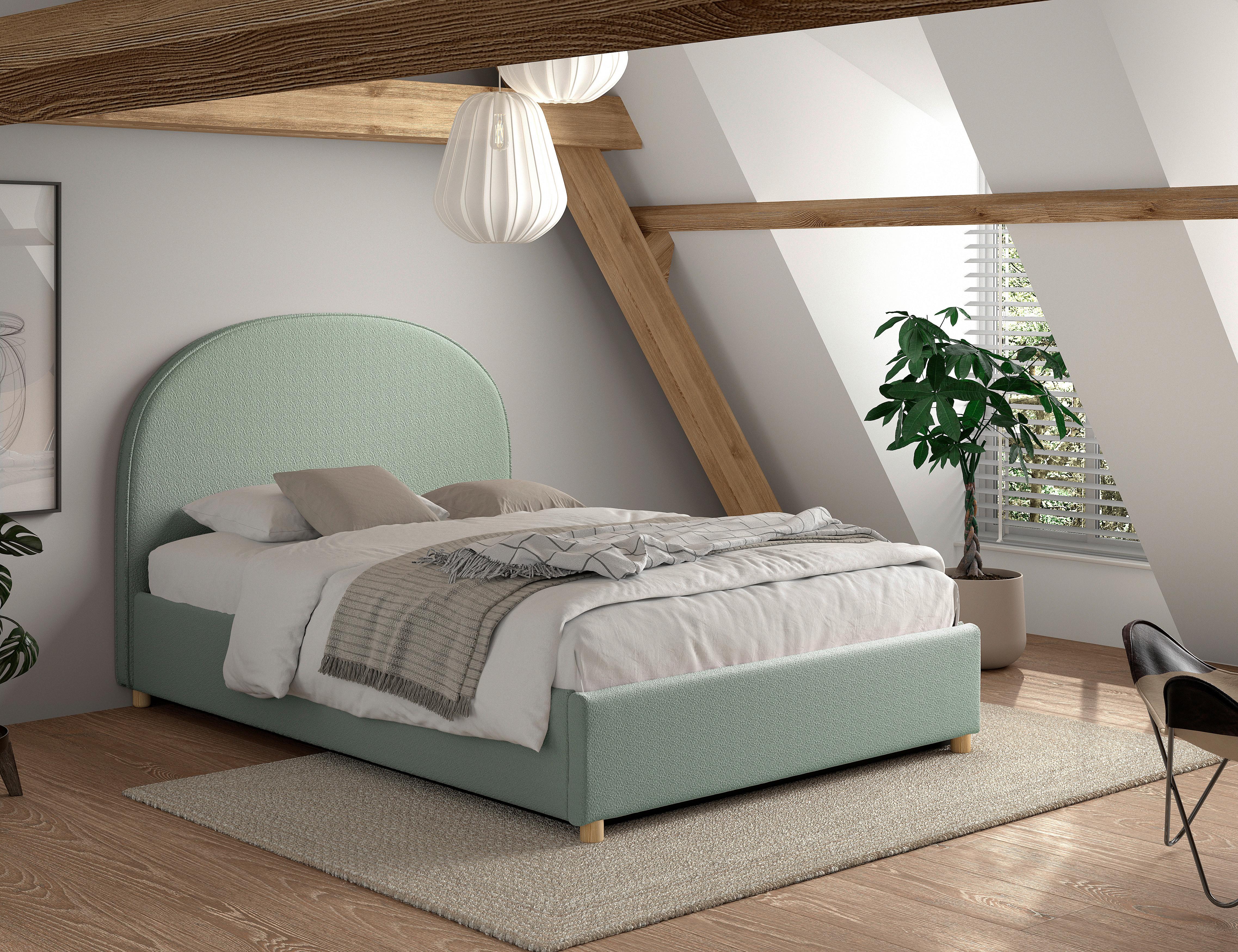 Kinder-/Juniorbett MOON Grün ca. 140x200 cm Bouclé - Naturfarben/Grün, ROMANTIK / LANDHAUS, Holz/Textil (140/200cm) - Vipack
