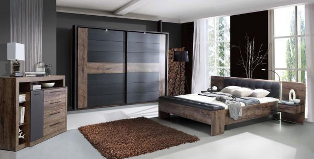 Dulap de haine Bellevue - culoare lemn stejar/negru, Lifestyle, plastic/metal (270/210/61cm)