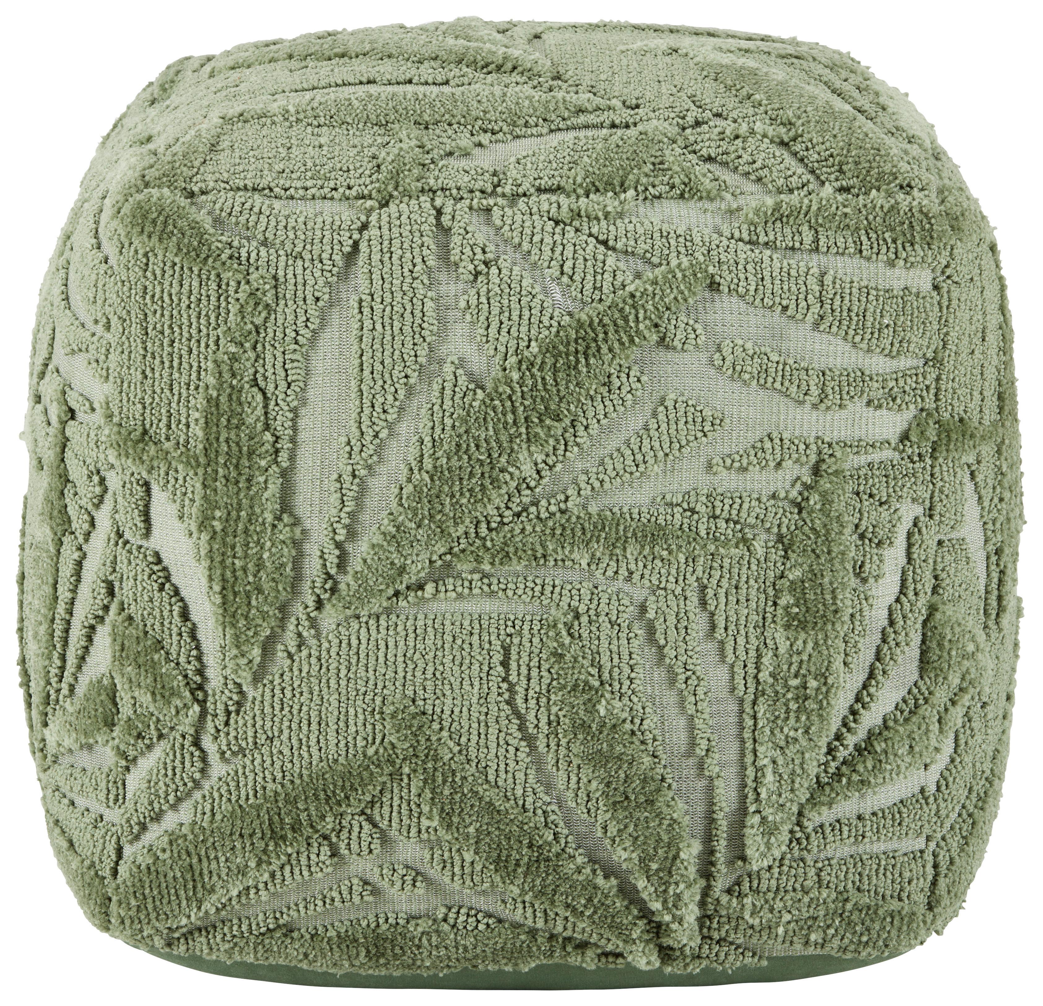 Pouf Tamara in Grün - Grün, LIFESTYLE, Textil (45/45/45cm) - Zandiara