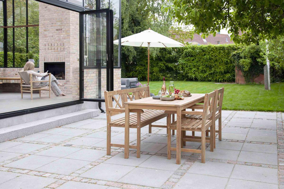 Gartenbank Rosenborg - Naturfarben/Teakfarben, Natur, Holz (58/89/150cm) - Gardenson