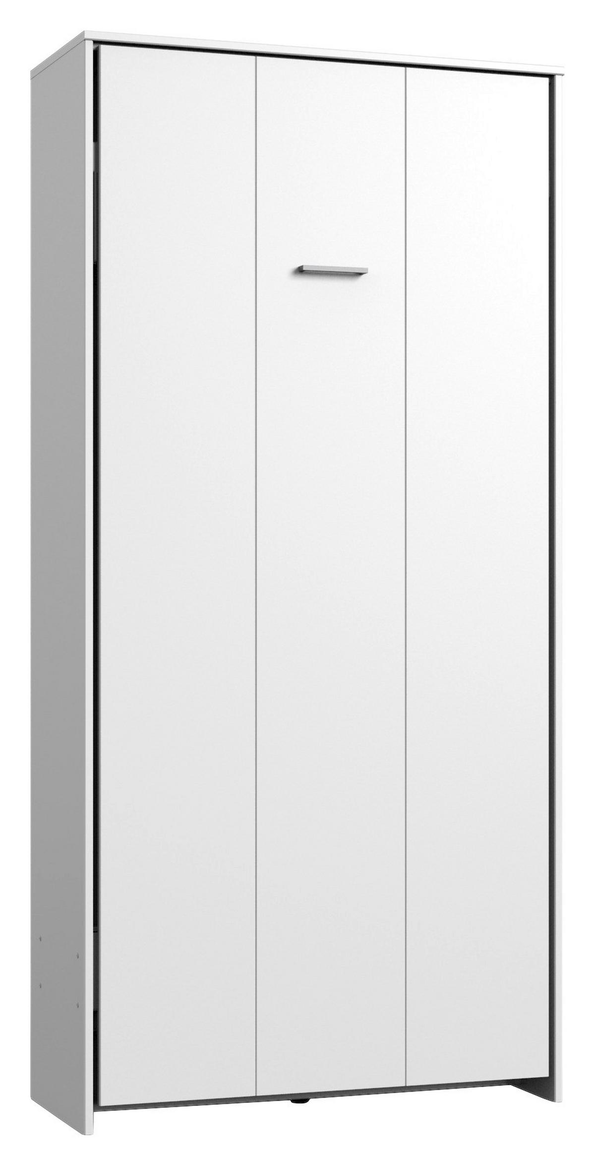 Schrankbett Juist Weiß ca. 90x200cm - Alufarben/Weiß, Holz/Holzwerkstoff (90/200cm) - Mömax