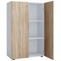 Schuhschrank LONA Weiß/ Sonoma Eiche ca. 70x110x39cm - Silberfarben/Schwarz, Design, Holzwerkstoff/Kunststoff (70/110/39cm) - MID.YOU