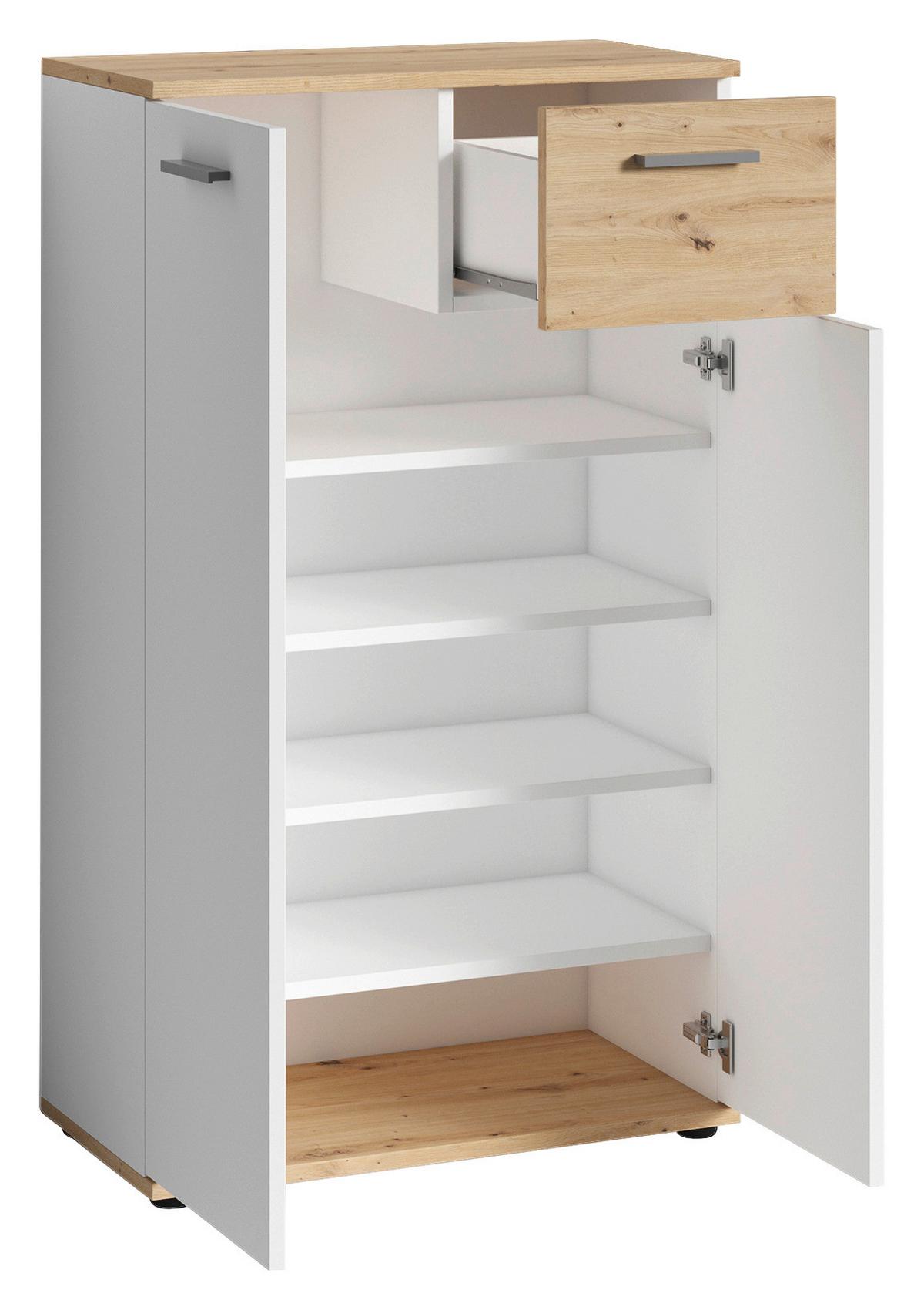 Kommode Jakob ca.60x102x30cm Weiß - Silberfarben/Weiß, LIFESTYLE, Holzwerkstoff/Kunststoff (60/102/30cm) - MID.YOU