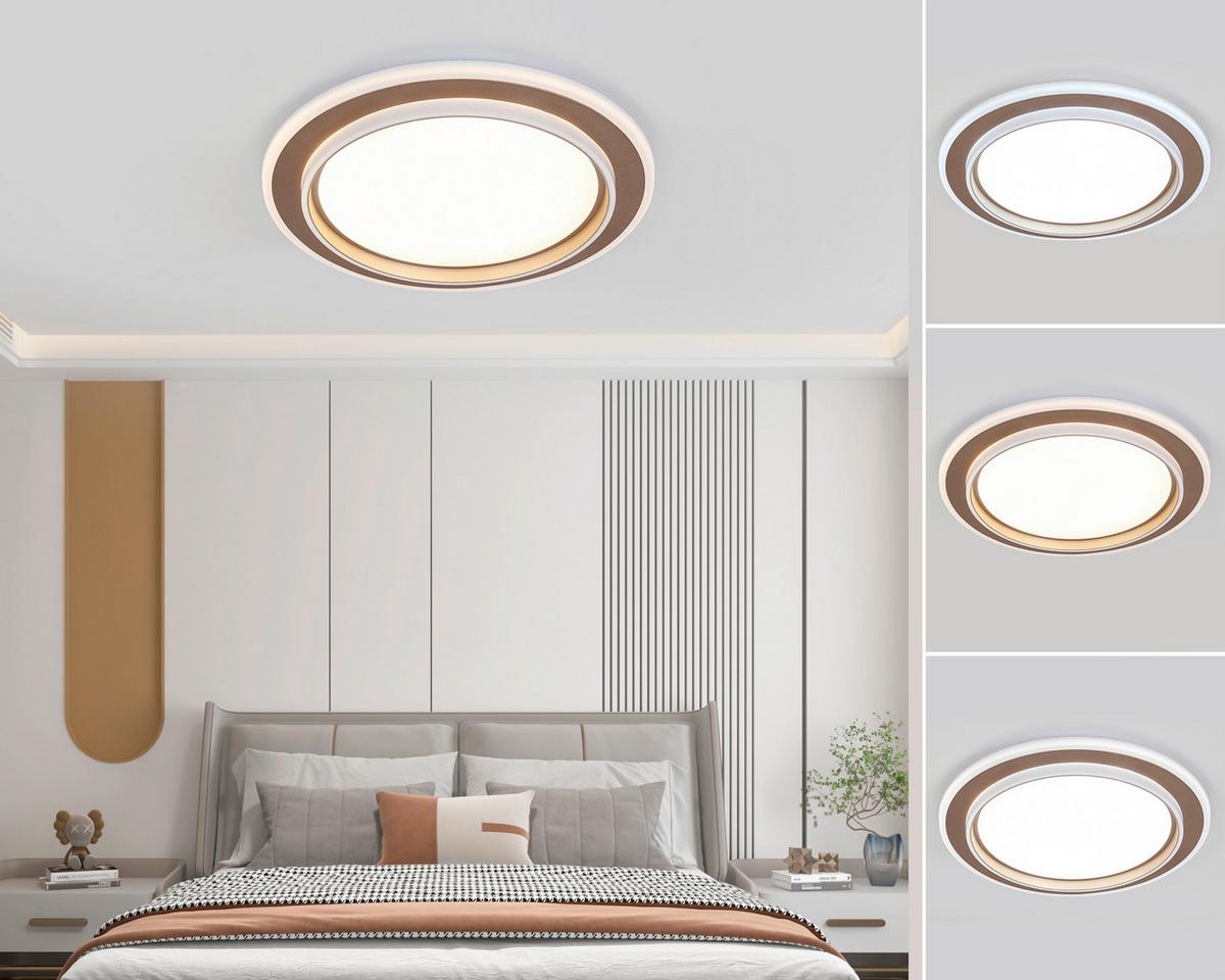 LED-Deckenleuchte Prol Weiß/Cappuccino max. 24 Watt - Champagner/Weiß, MODERN, Kunststoff/Metall (46/5,5cm) - Mömax