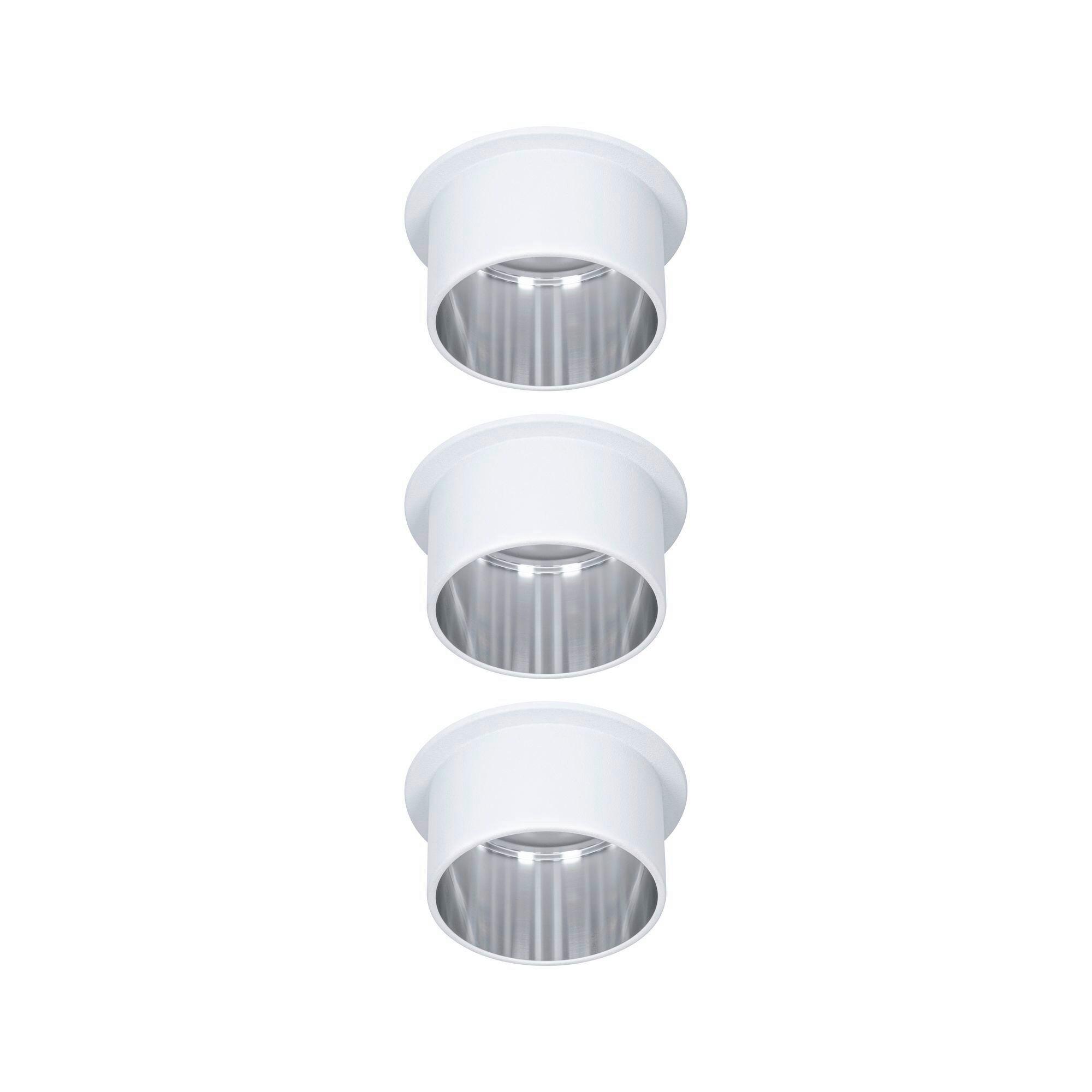Deckenleuchte Coin Gil max. 6 Watt, 3-teilig - Silberfarben/Weiß, Basics, Metall (6,8cm) - Paulmann