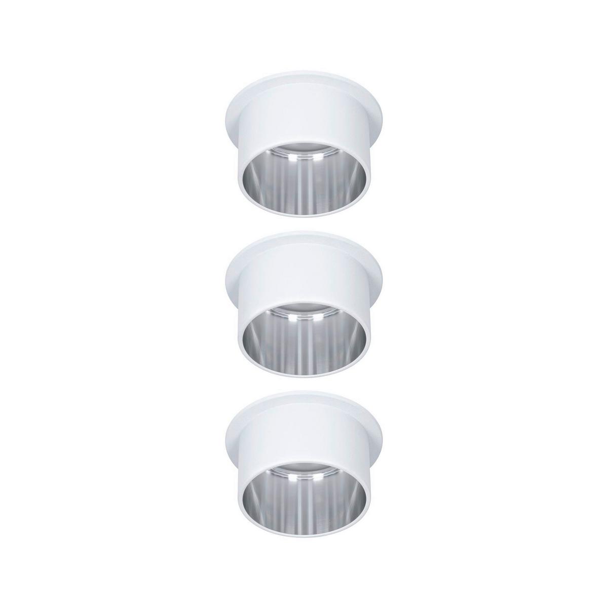 Deckenleuchte Coin Gil max. 6 Watt, 3-teilig - Silberfarben/Weiß, Basics, Metall (6,8cm) - Paulmann