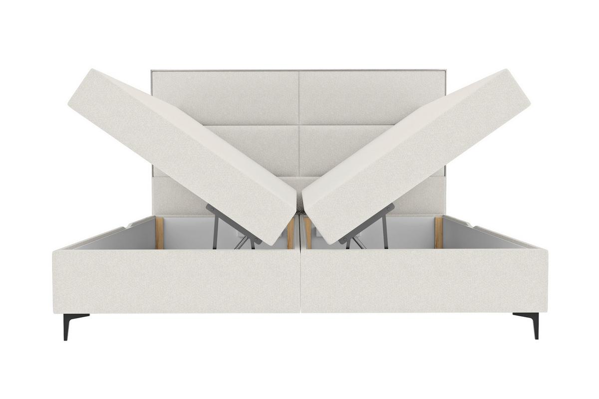 Boxspringbett Bari Creme ca. 160x200cm - Creme/Schwarz, KONVENTIONELL, Textil/Metall (160/200cm) - Mömax