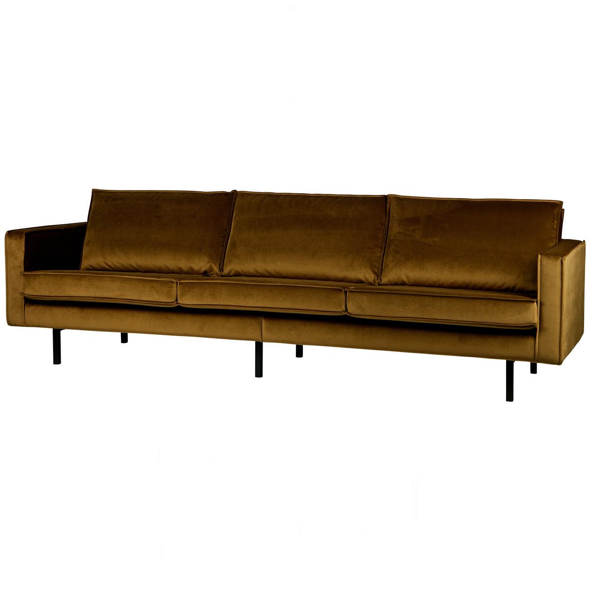 3-Sitzer Sofa Rodeo Honig B: 277cm - Schwarz/Honig, Design, Textil/Metall (277/85/86cm) - Livetastic
