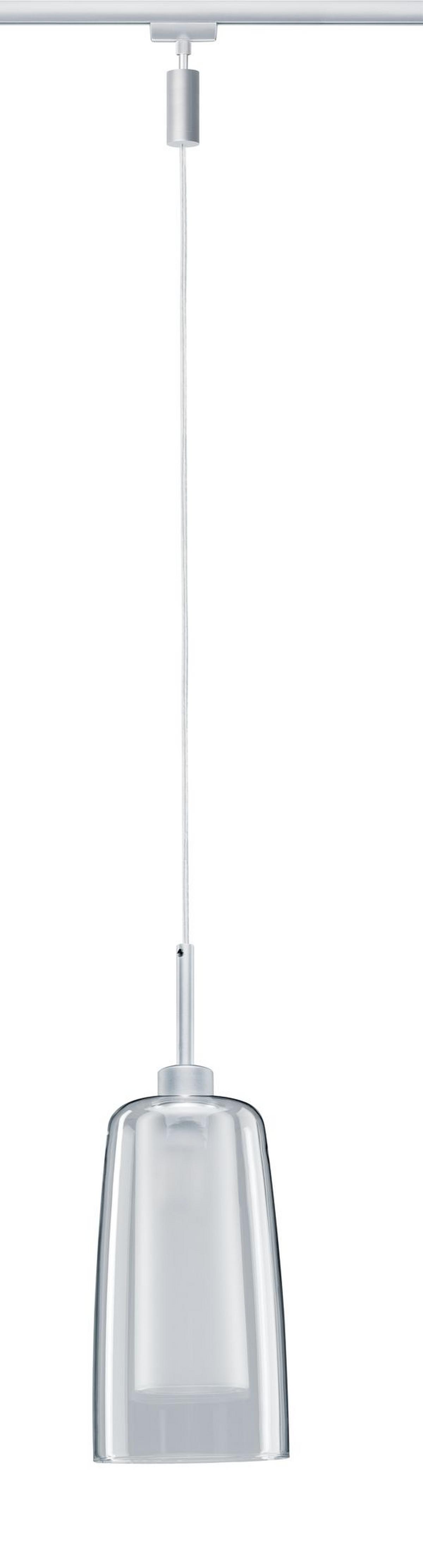 Schienensystem-Hängeleuchte Pendulum Arido II max. 5 Watt - Chromfarben/Klar, Design, Glas/Metall (158cm) - Paulmann
