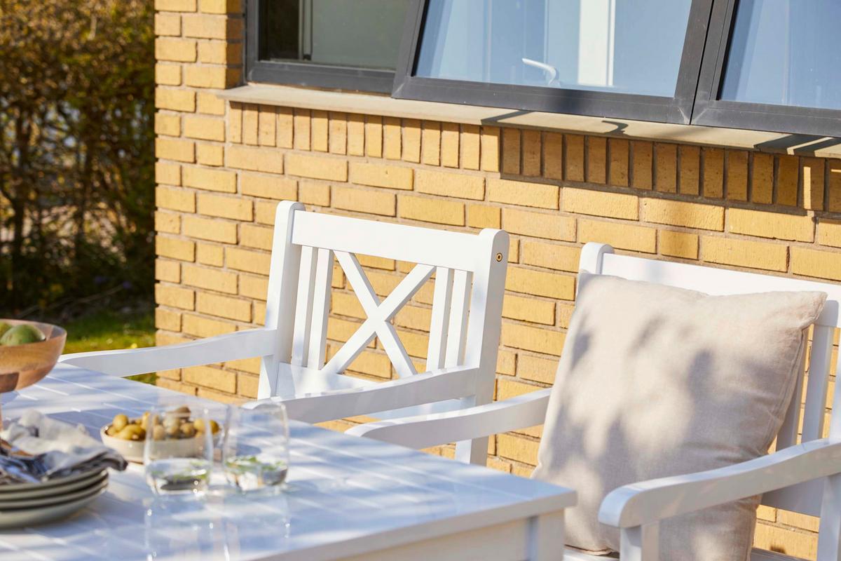 Gartentisch Holz Rosenborg Weiß - Weiß Hochglanz, Natur, Holz (165/80/75cm) - Gardenson