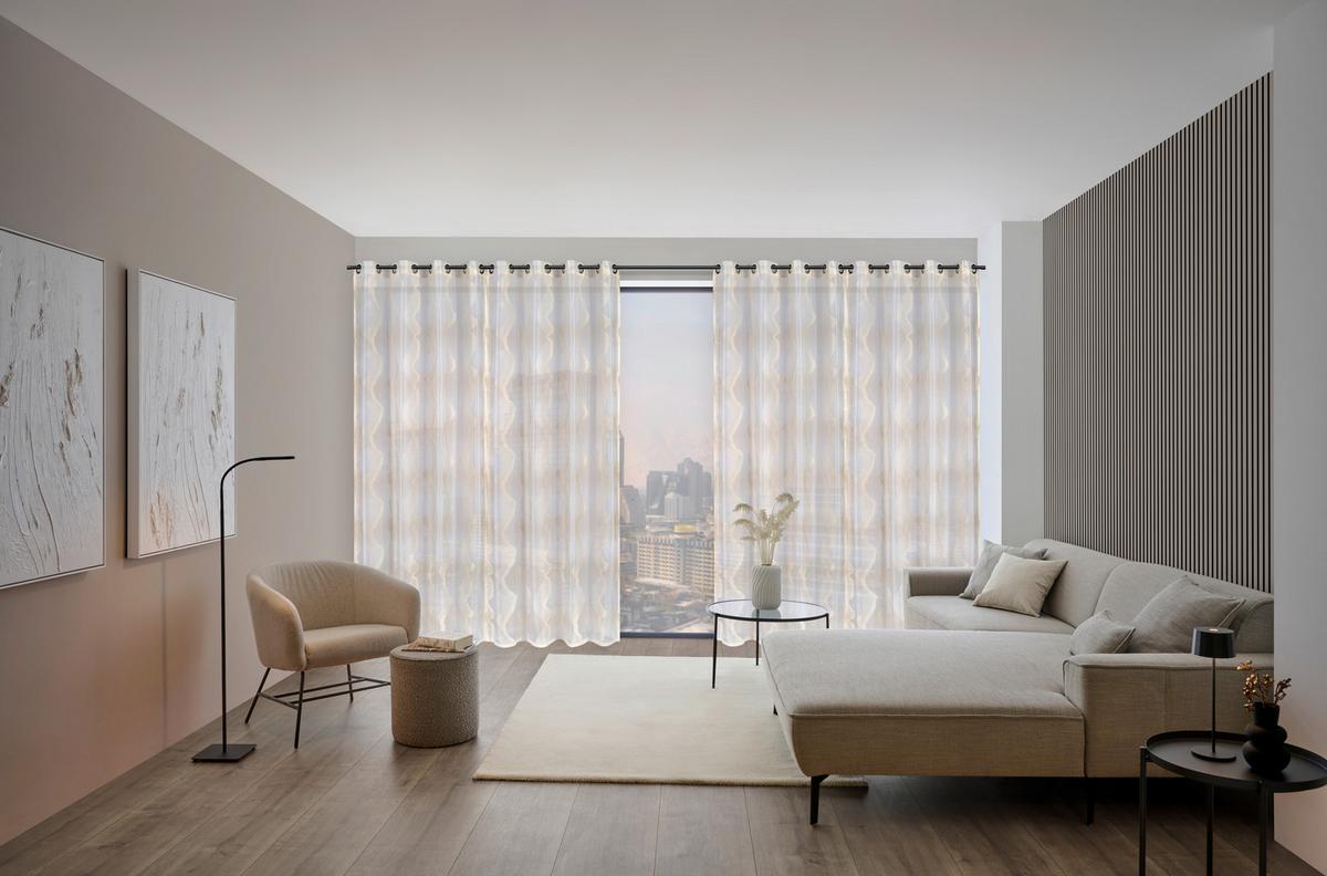 ZASŁONA NA PRZELOTKACH MELLOW - kremowy, Design, tkanina (140/245cm) - Dieter Knoll