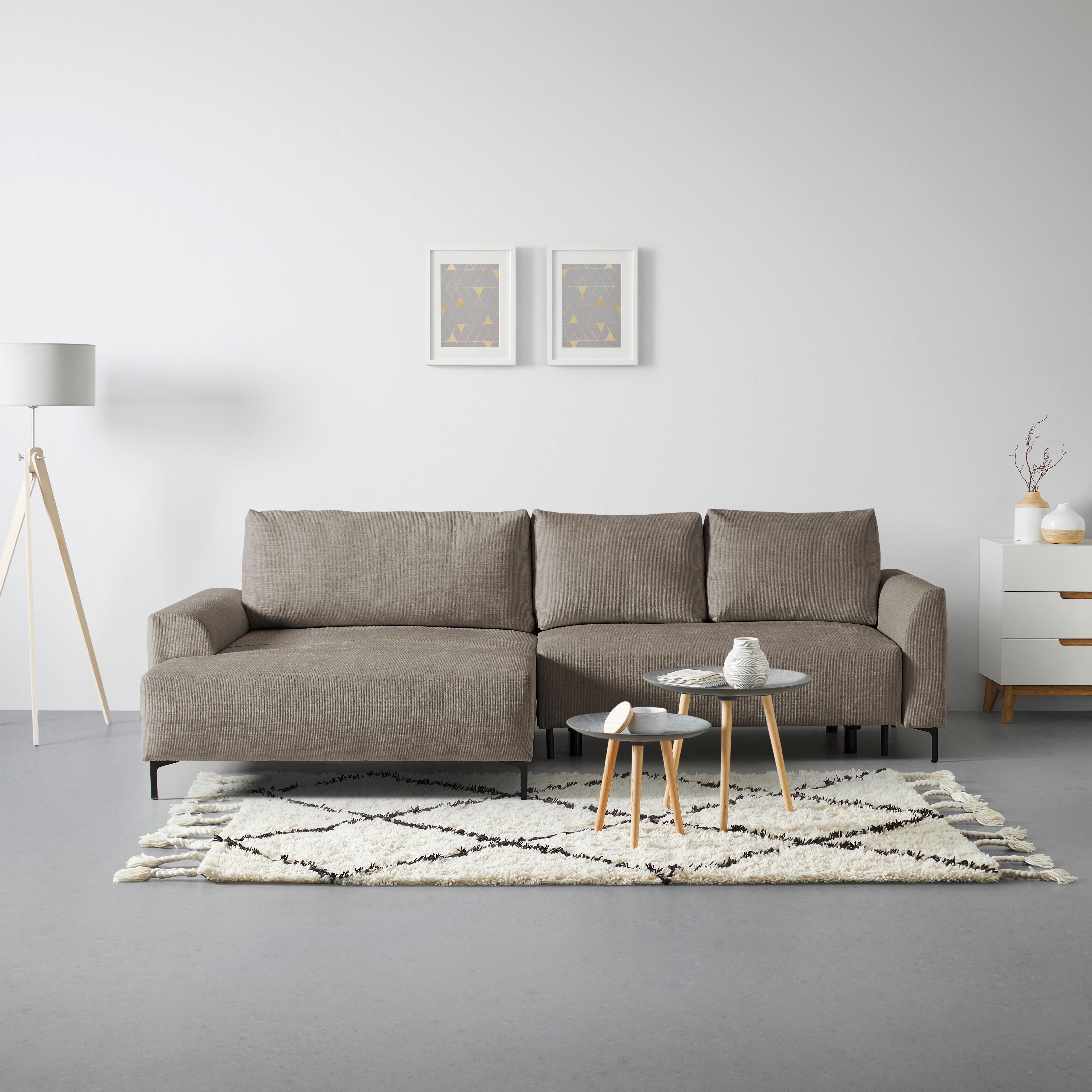 Ecksofa Integra Beige - Taupe/Schwarz, Textil/Metall (170/81-93/294cm) - Mömax