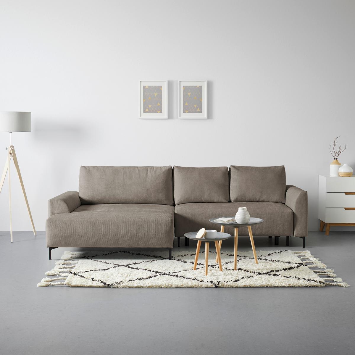 Ecksofa Integra Beige - Taupe/Schwarz, Textil/Metall (170/81-93/294cm) - Mömax