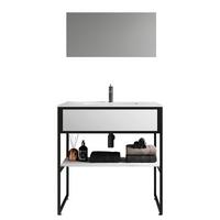 Kopalnica Bitila 80, Bela, Črna - črna/bela, Moderno, kovina/steklo (80cm) - MID.YOU