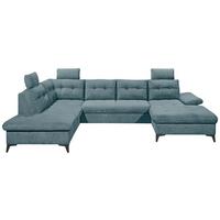 Wohnlandschaft Durban U ca. 218x324x170 cm Eisblau - Blau/Schwarz, KONVENTIONELL, Kunststoff/Textil (218/324/170cm) - MID.YOU