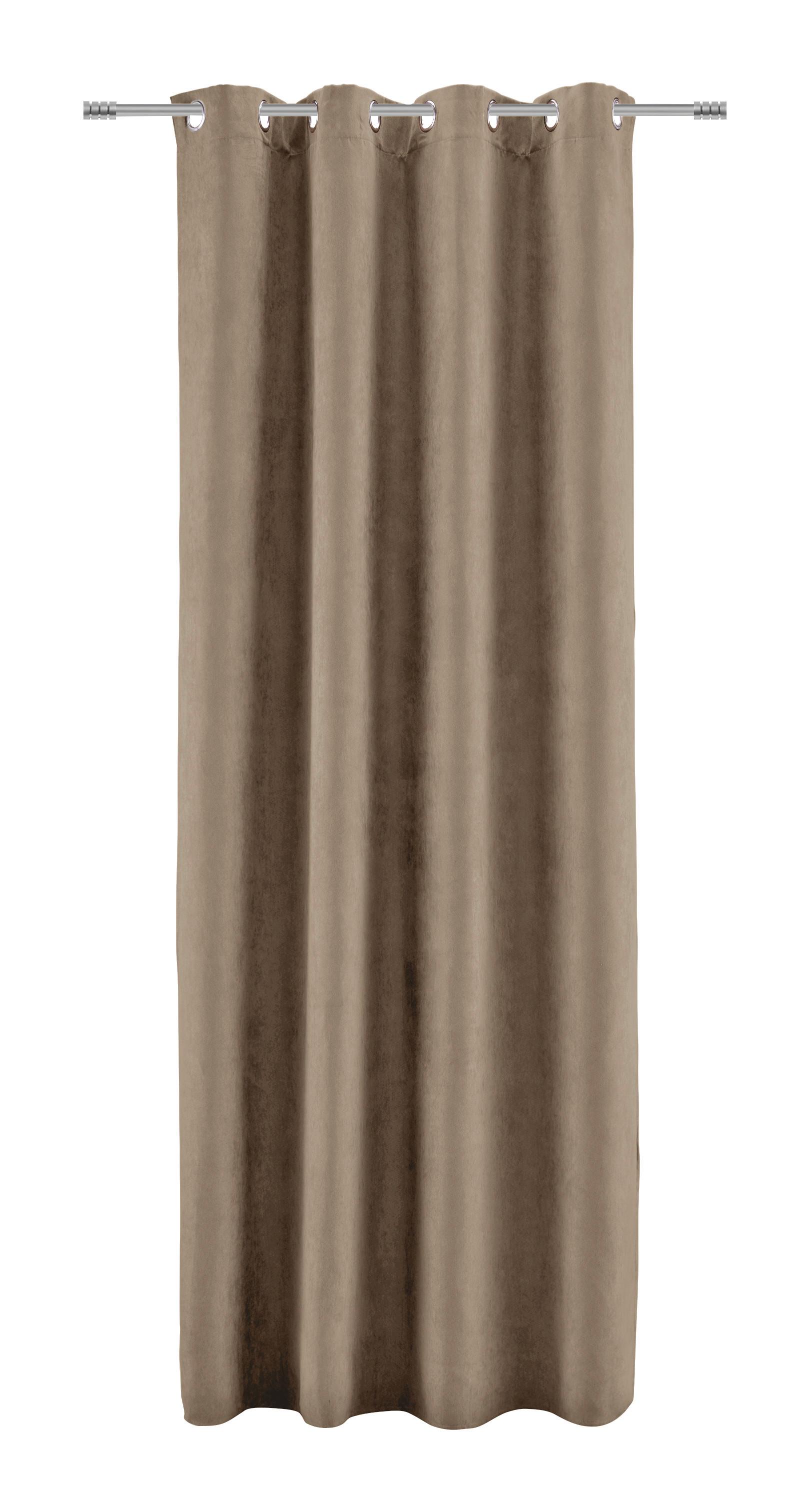 Ösenvorhang Velours ca. 140x245cm - Hellbraun, KONVENTIONELL, Textil (140/245cm) - Modern Living