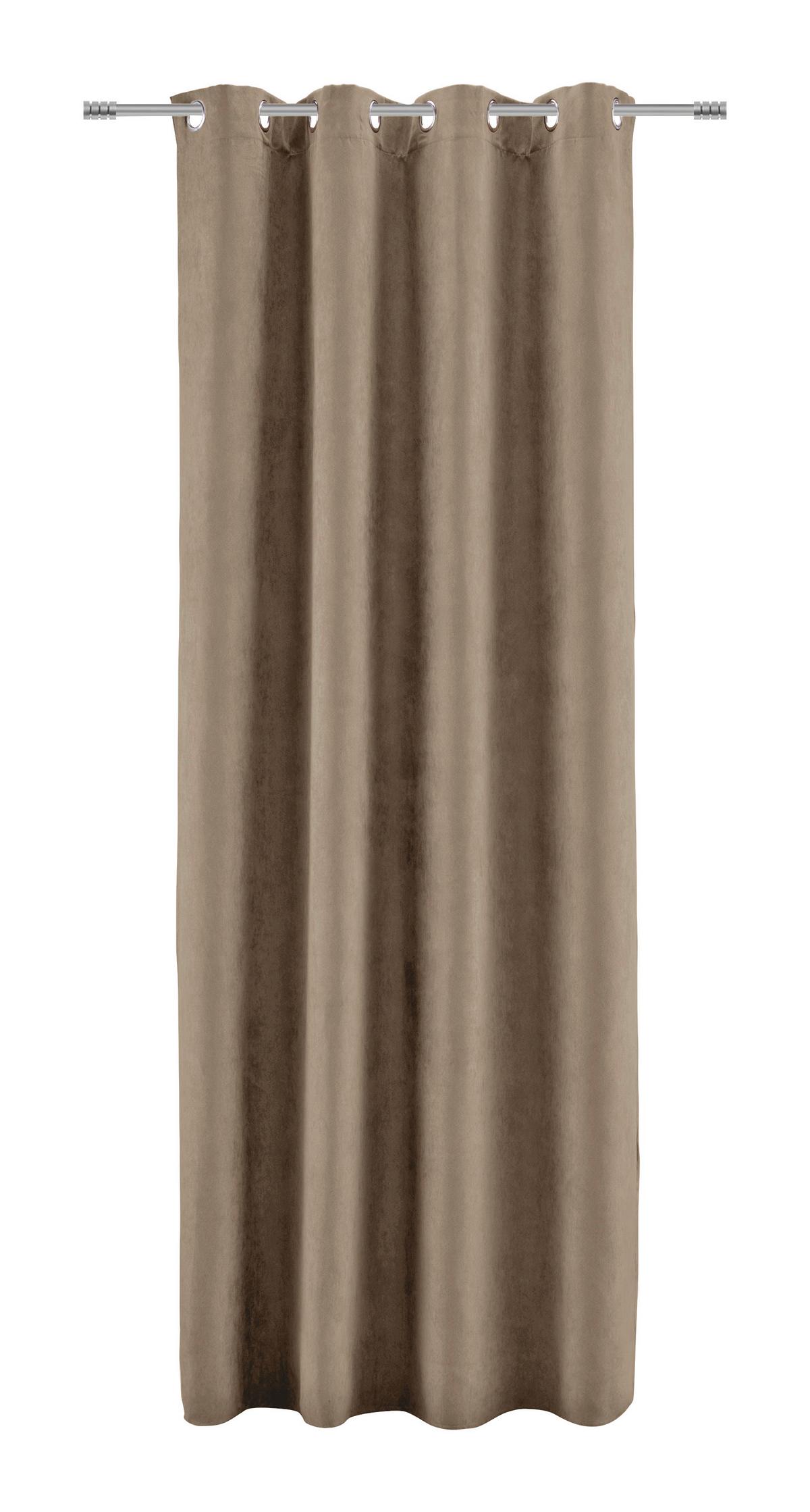 Ringlis Függöny Velours 140/245cm - világosbarna, Konventionell, textil (140/245cm) - Modern Living