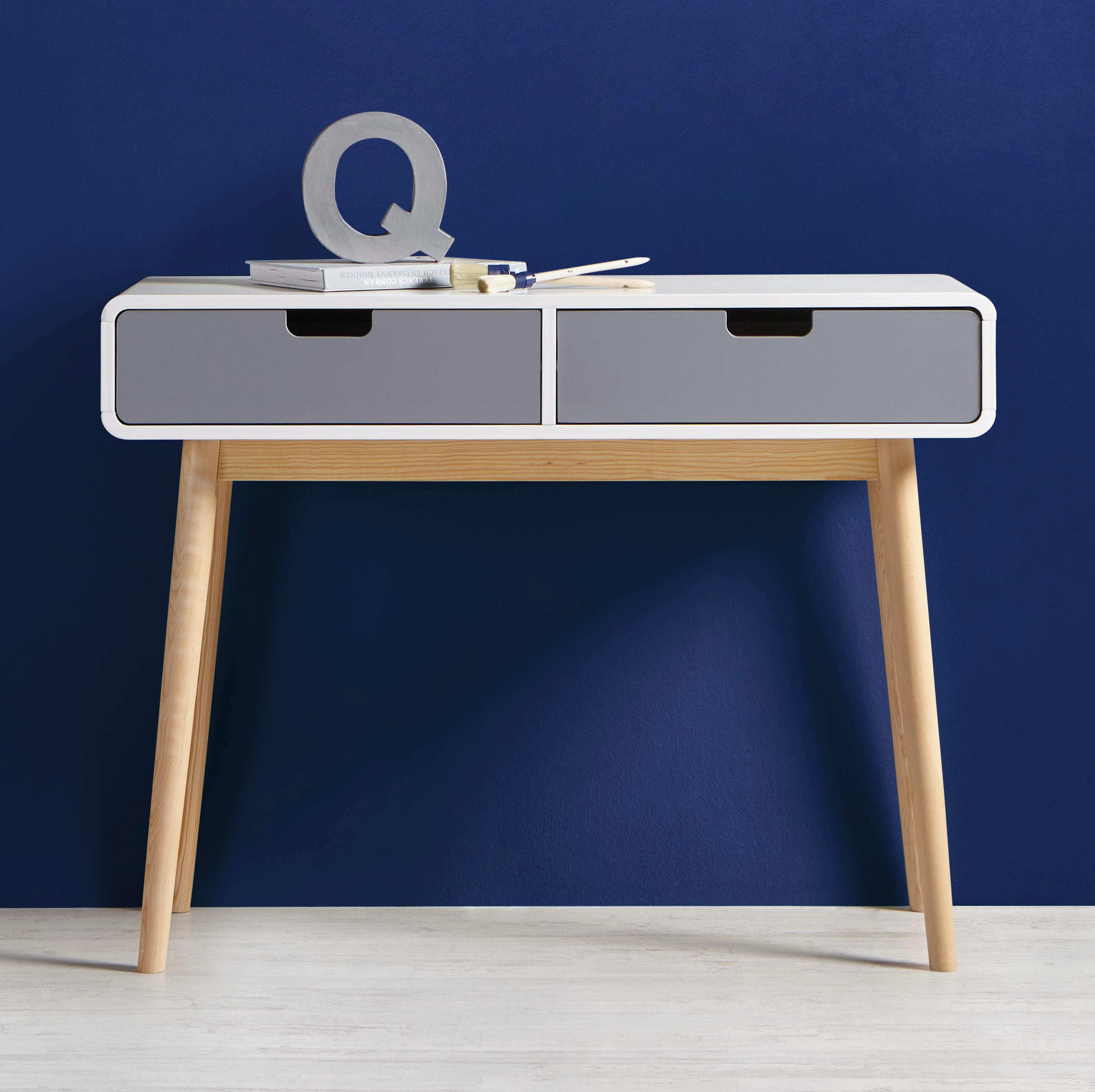 Konsole in Grau/Weiß ca.100x38cm 'Daniela' - Weiß/Grau, Holz (100/76/38cm) - Bessagi Home