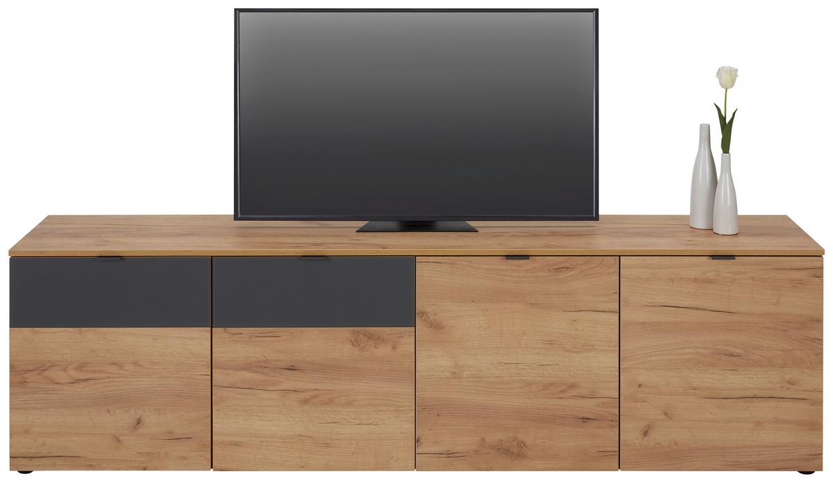 TV-Element in Graphit/Eichefarben - Eichefarben/Graphitfarben, MODERN, Holzwerkstoff/Metall (193/57/41cm) - Premium Living
