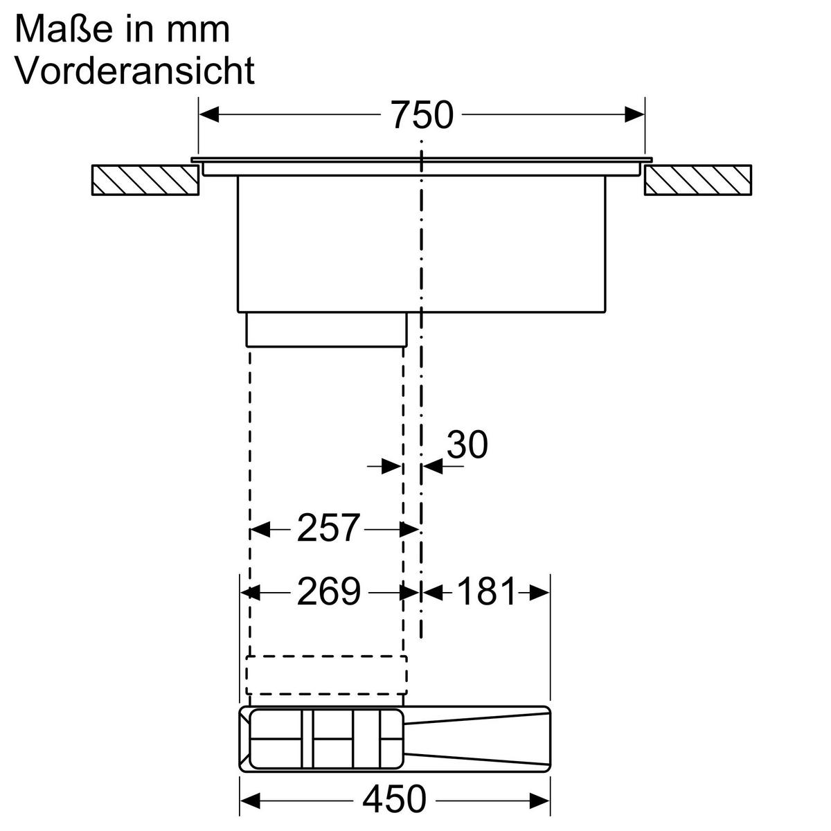 Kochfeld-Dunstabzug-Kombi V68TXDMATT Schwarz - Schwarz, MODERN, Glas (83,4/22,3/52,7cm) - Neff