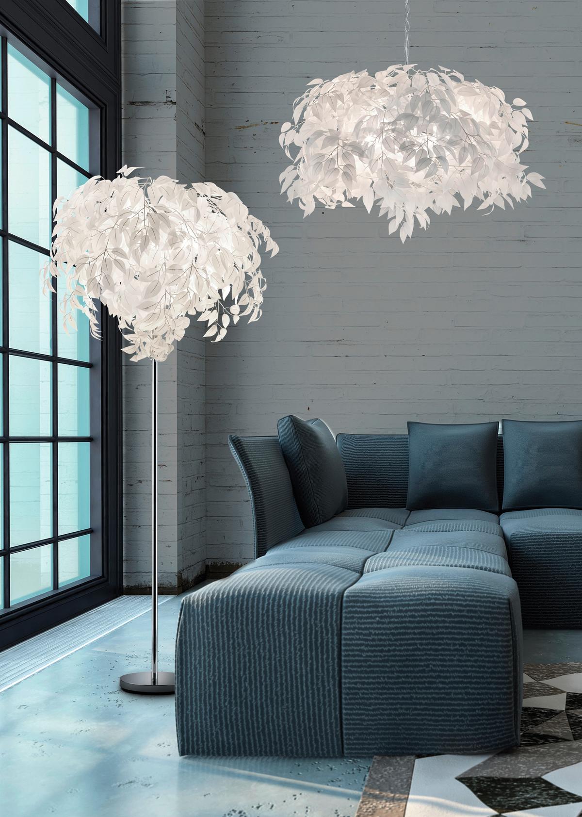 LAMPA WISZĄCA R10464001 LEAVY *MB* - biały/kolor chromowy, Trend, tworzywo sztuczne/metal (70/150cm)