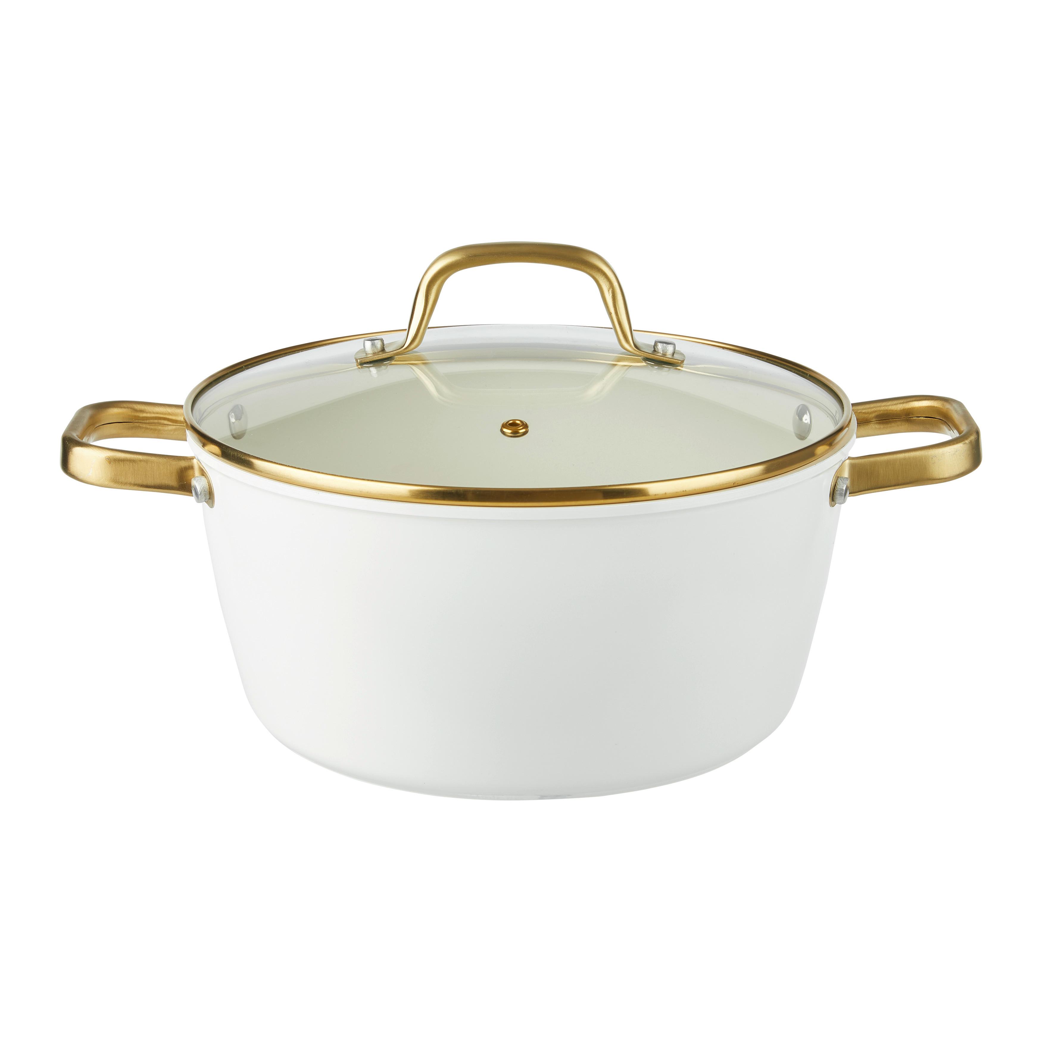 GRYT- OCH KASTRULLSET ELEGANCE - klar/vit, Klassisk, metall/glas - Mömax