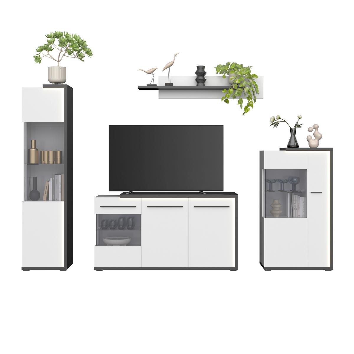 Zidna Polica Ambiente Plus - bijela/antracit, Moderno, drvni materijal (140/25/20cm) - Modern Living