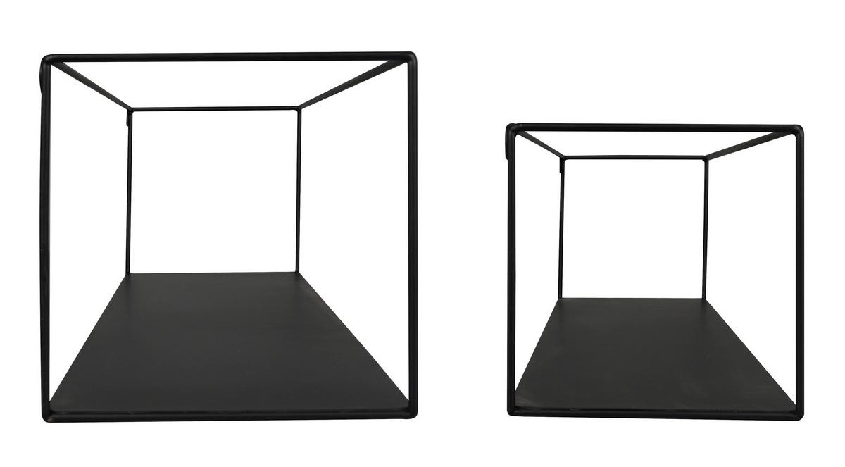 ZESTAW REGAŁÓW ŚCIENNYCH LISA - czarny, Modern, metal (65/15/15cm)