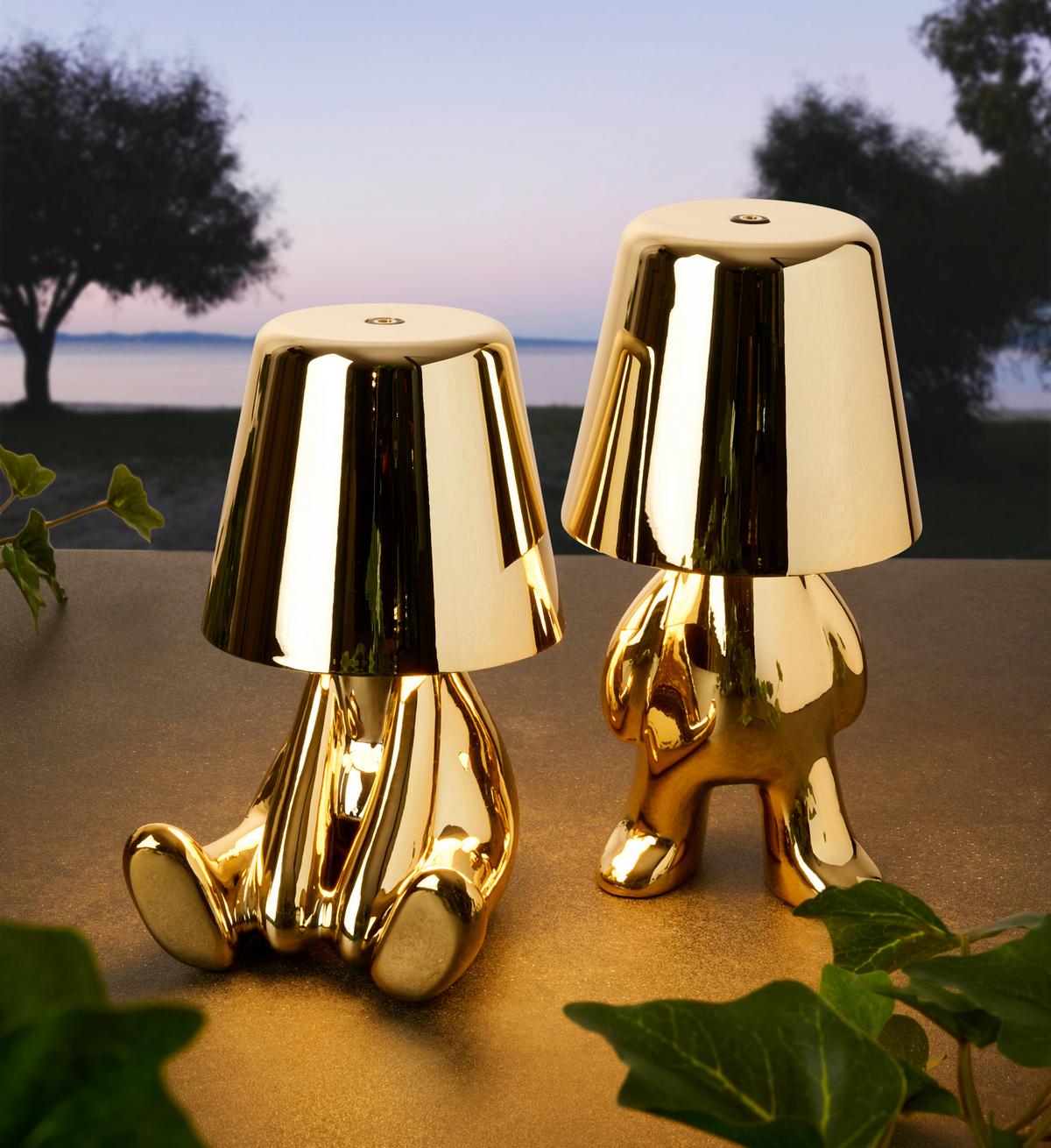 LAMPA STOŁOWA Z AKUMULATOREM BROOKLYN - kolor złoty, Trend, tworzywo sztuczne/metal (9/17cm) - Novel