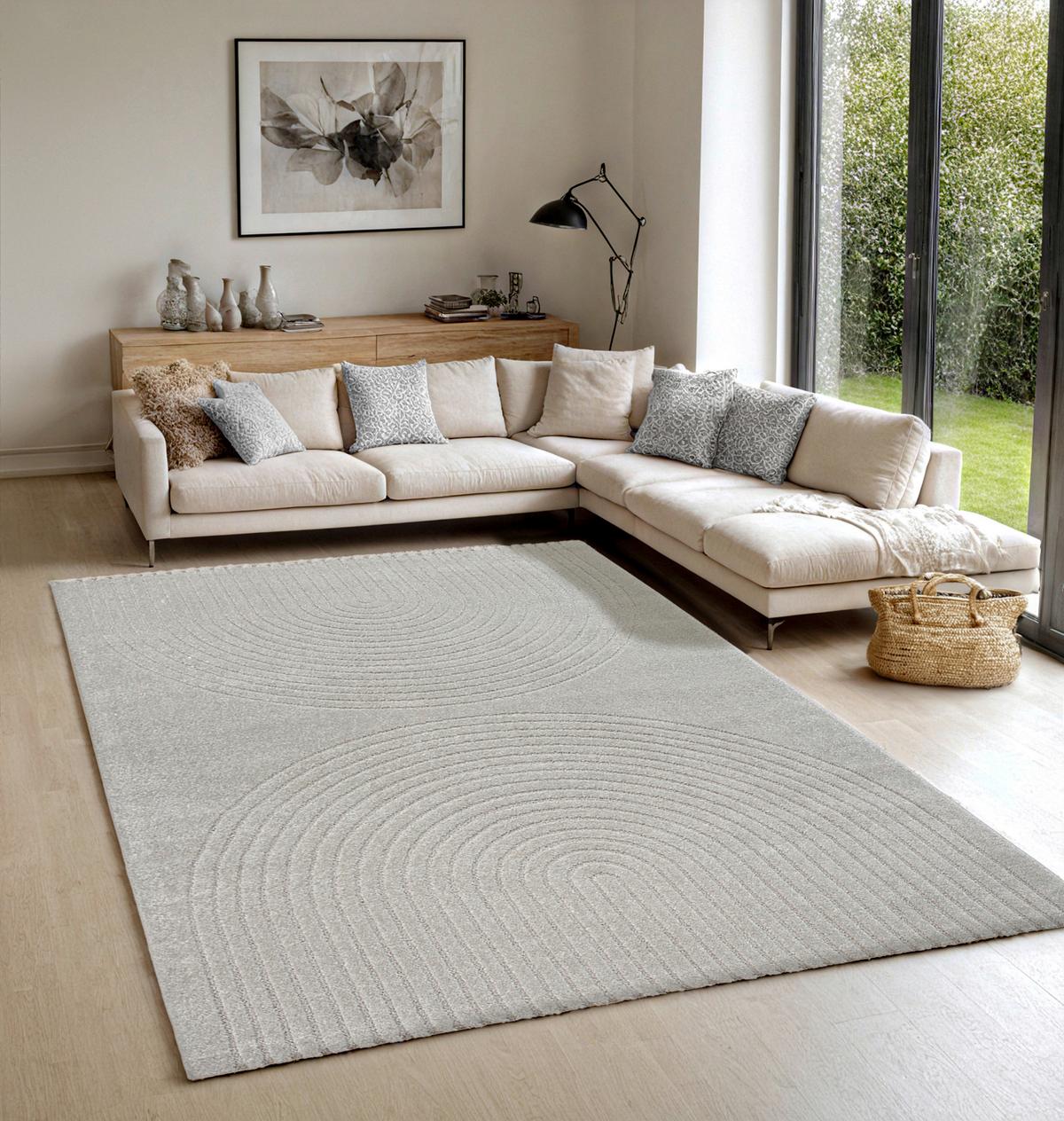 Webteppich Eclipse Grau ca. 160x220cm - Grau, Basics, Textil (160/220cm)